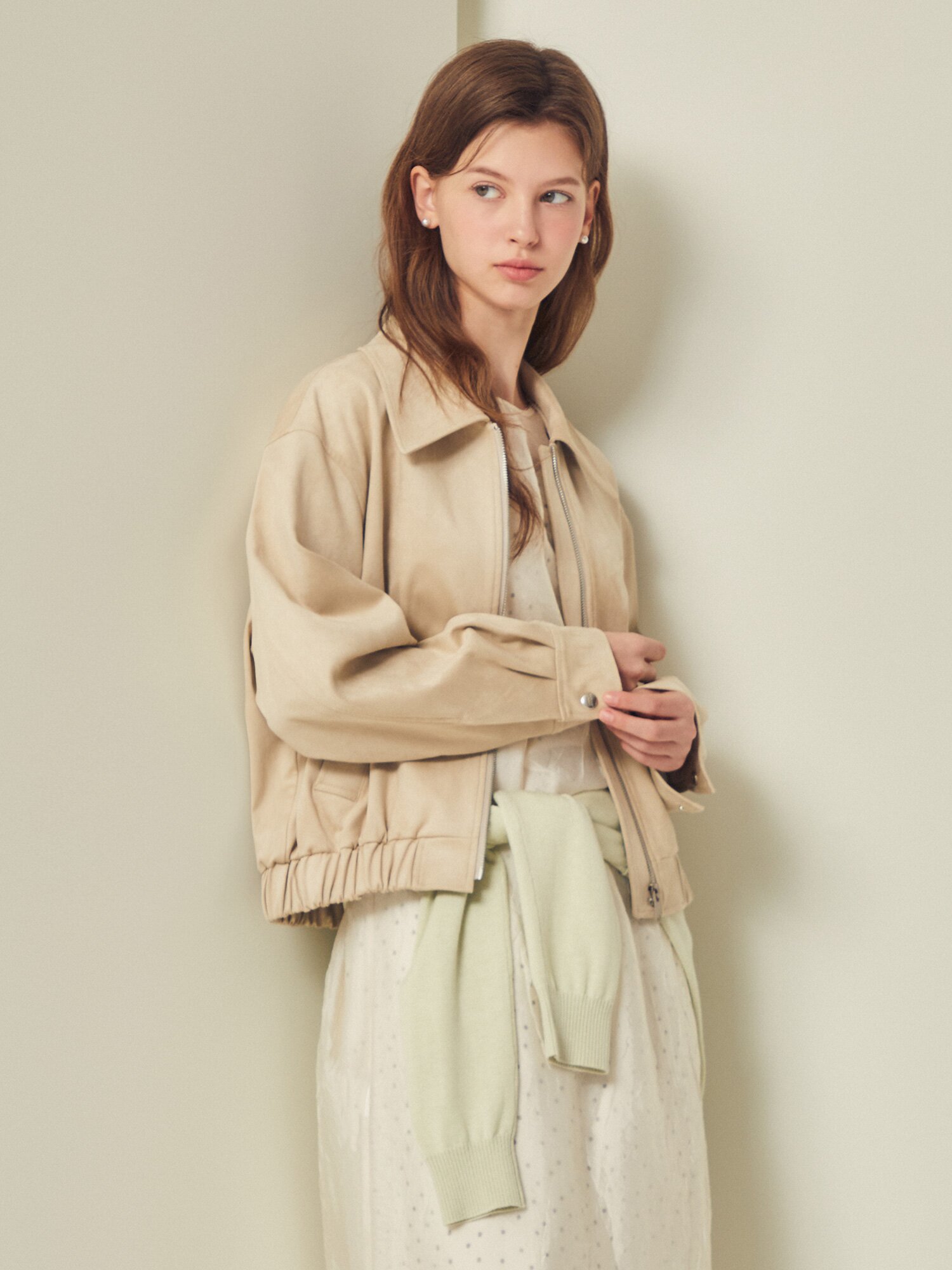 칼라 집업 블루종 점퍼 (BEIGE)