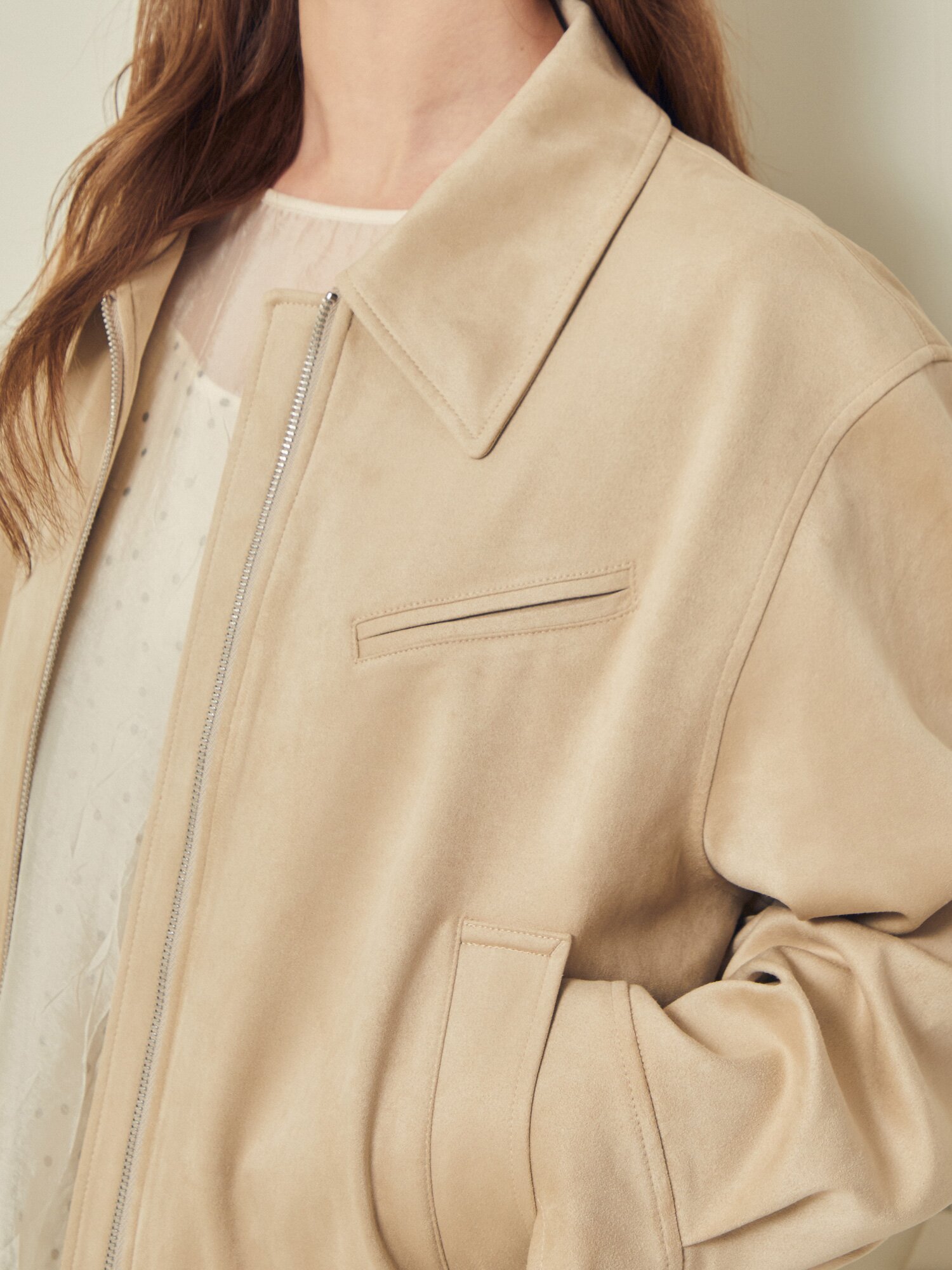 칼라 집업 블루종 점퍼 (BEIGE)