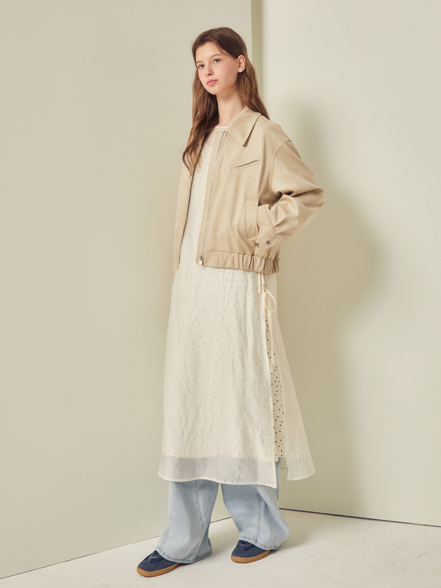 칼라 집업 블루종 점퍼 (BEIGE)