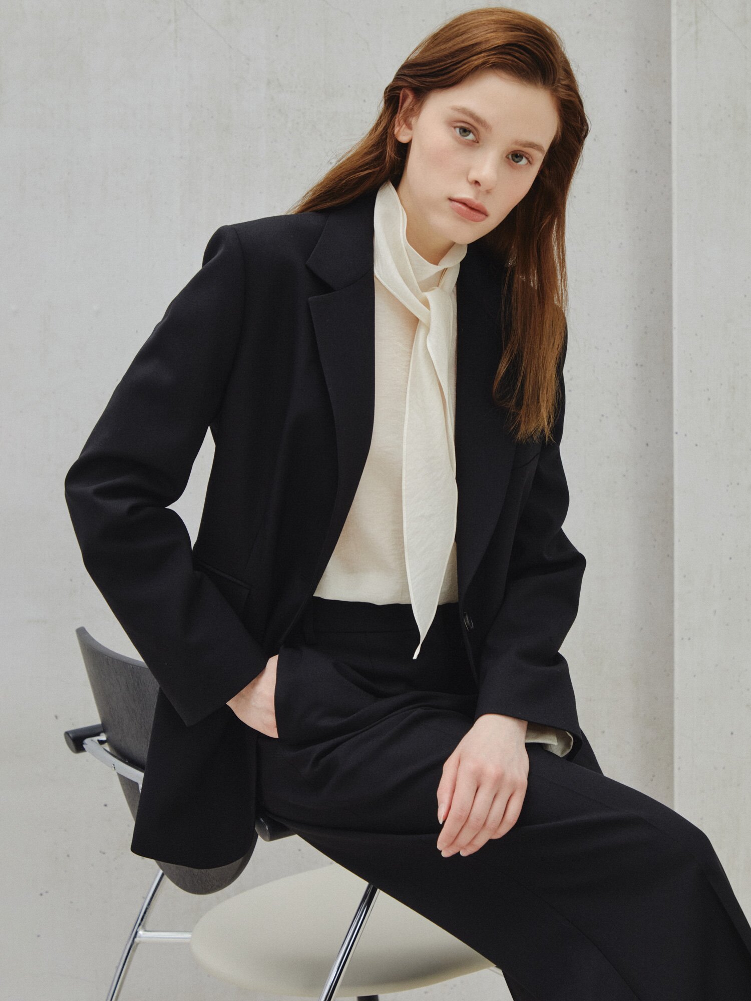 시크 테일러드 싱글 재킷 (BLACK)