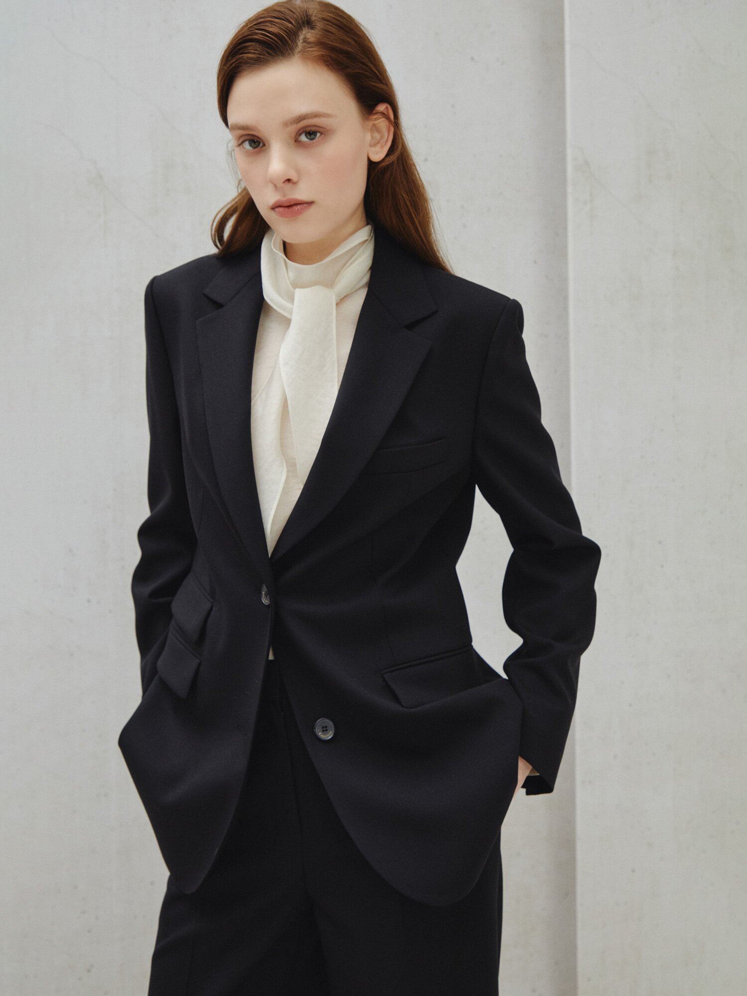 시크 테일러드 싱글 재킷 (BLACK)