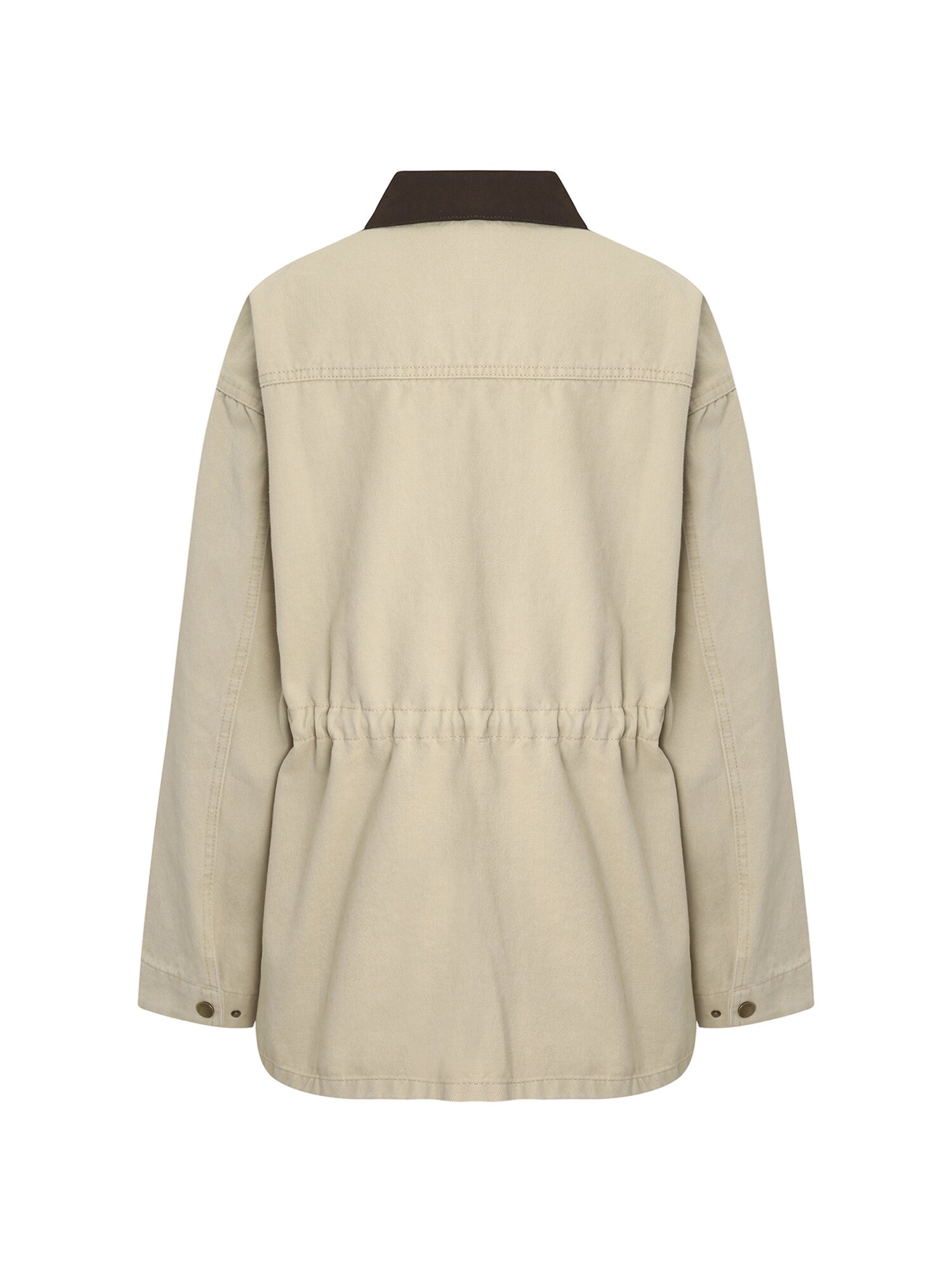 배색 칼라 스트링 데님 재킷 (BEIGE)