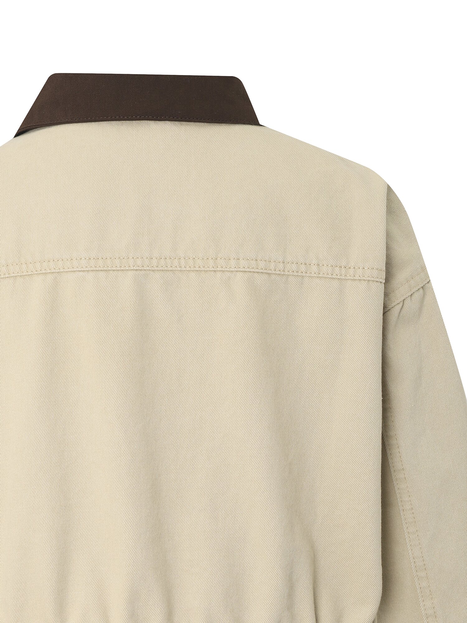 배색 칼라 스트링 데님 재킷 (BEIGE)