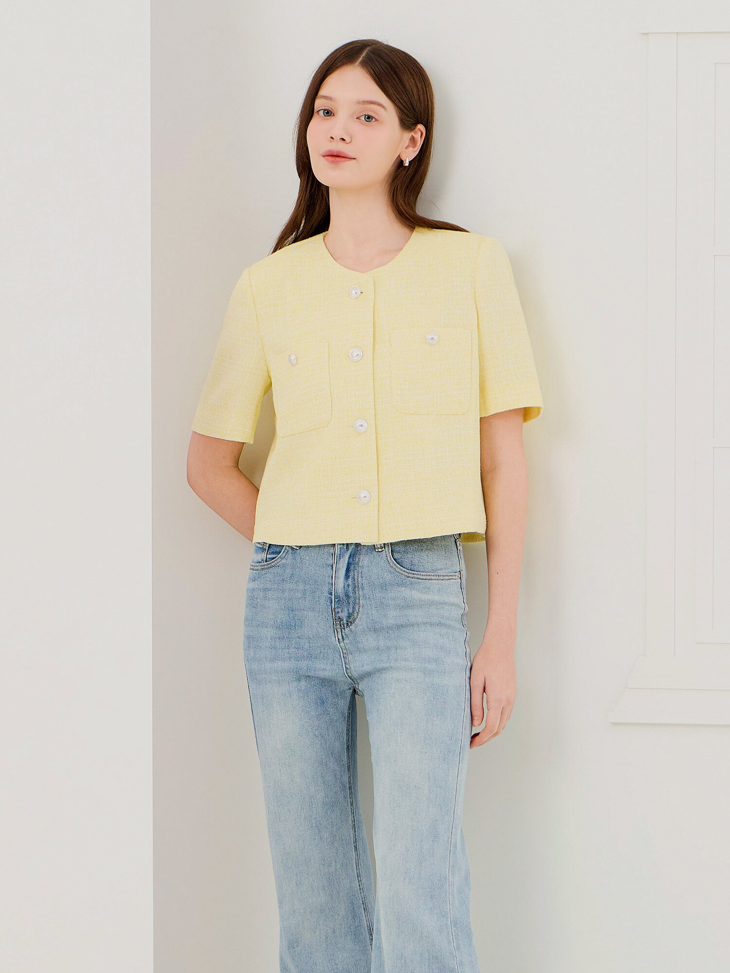 워싱 세미 부츠컷 데님 팬츠 (LIGHT BLUE)