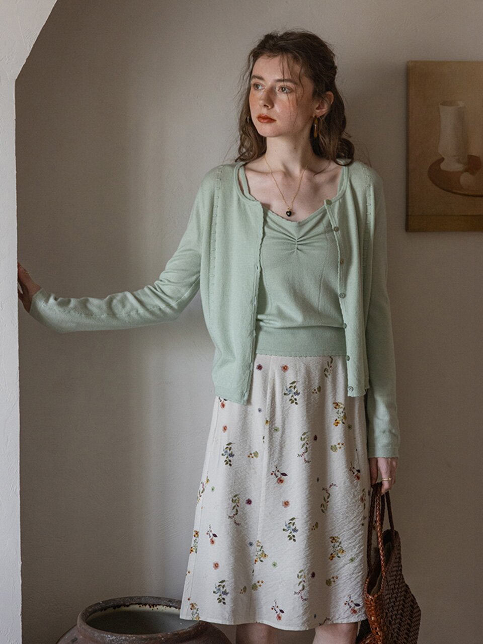 DA_Wrinkle floral short skirt