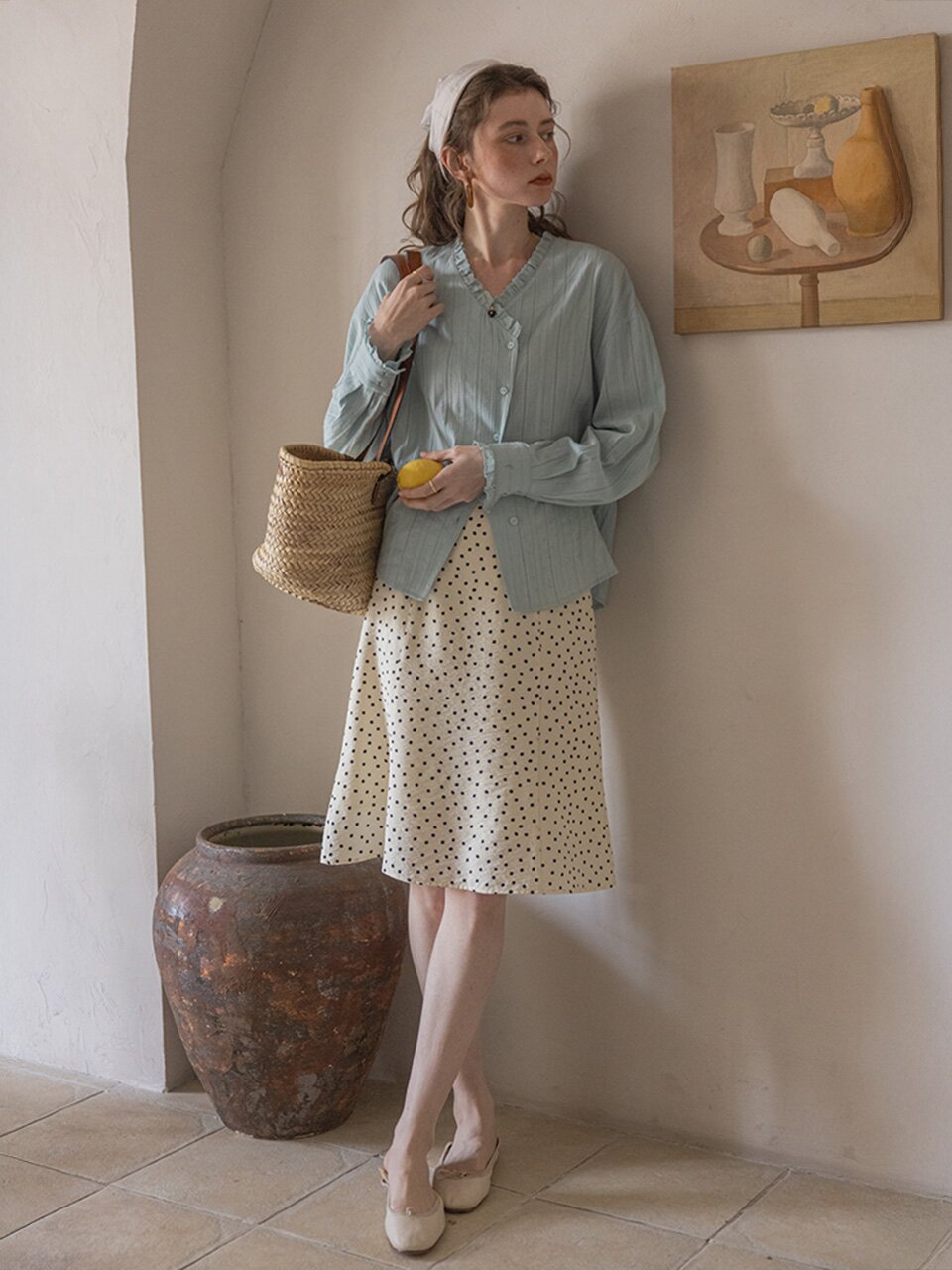 DA_Polka dot print short skirt