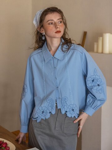DA_Rose laser cut-out blouse_2color