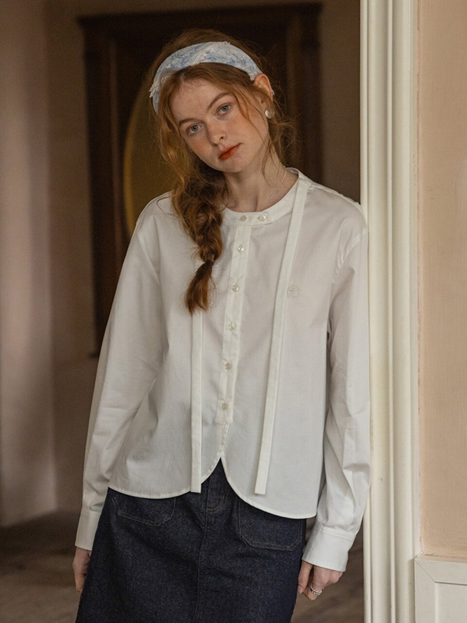 DA_Lace-up design blouse_2color