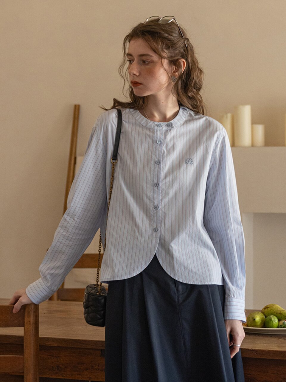 DA_Lace-up design blouse_2color