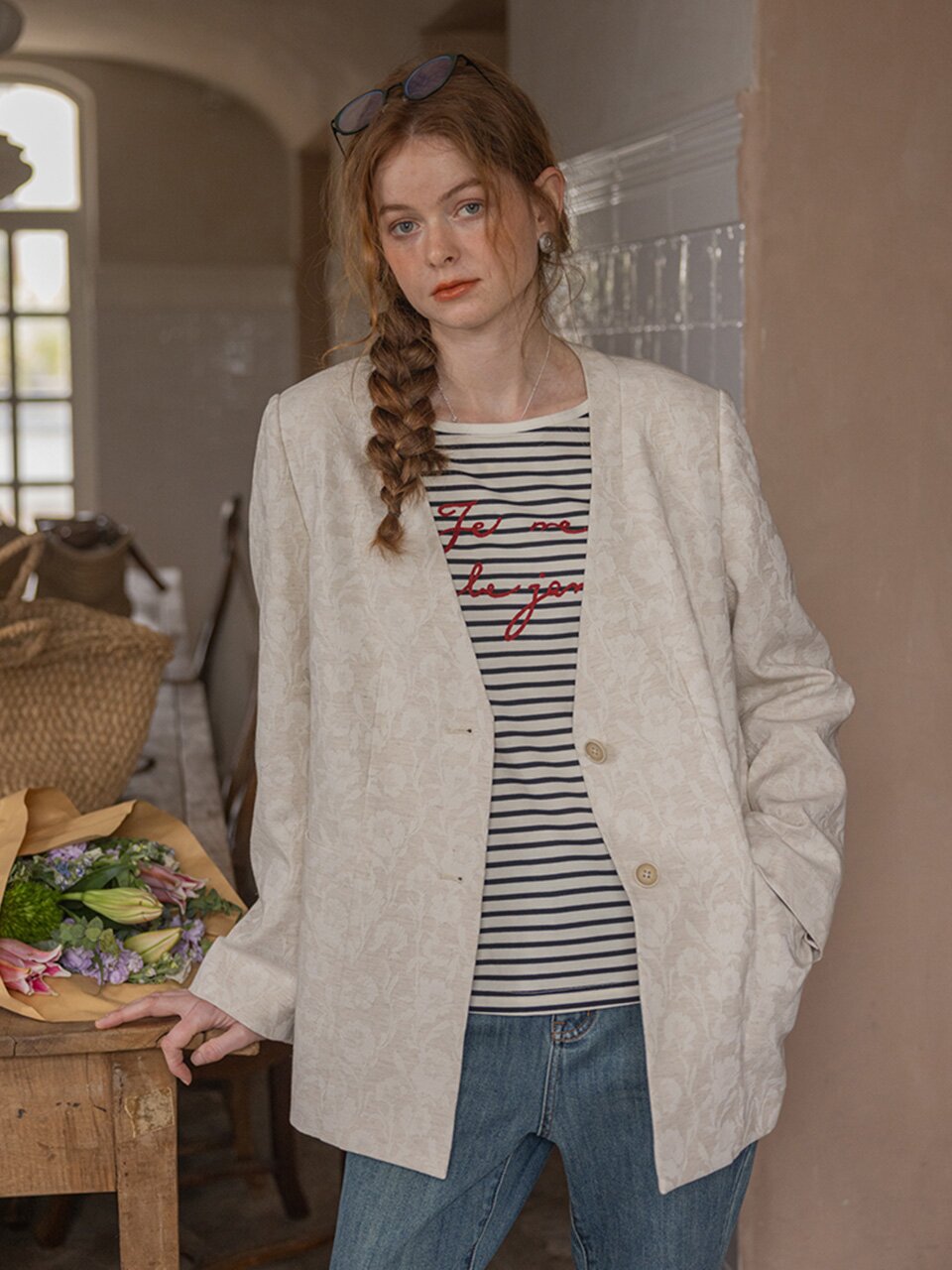 5/11 예약배송_DA_Jacquard texture blazer