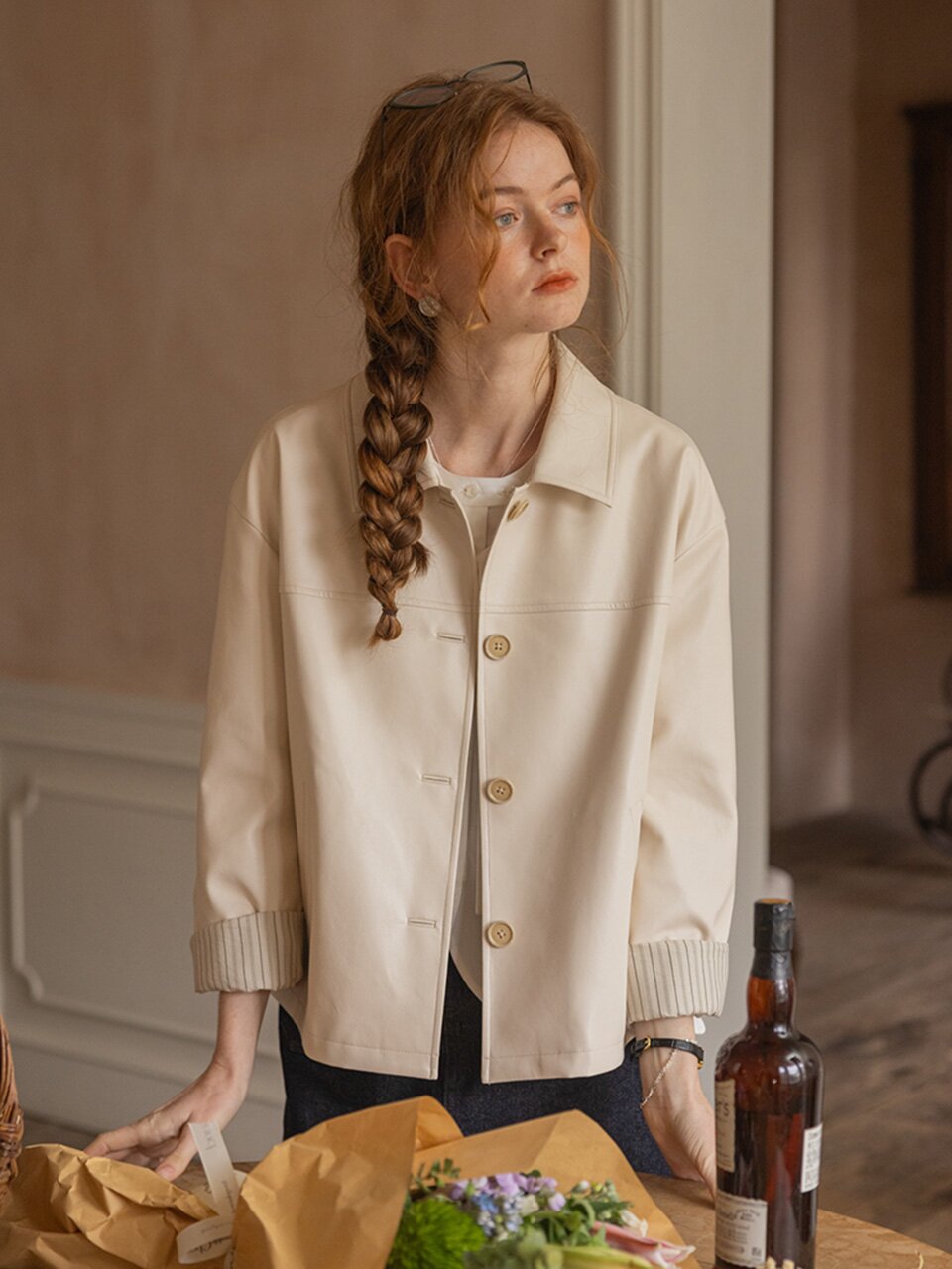 DA_Button fake leather jacket_2color