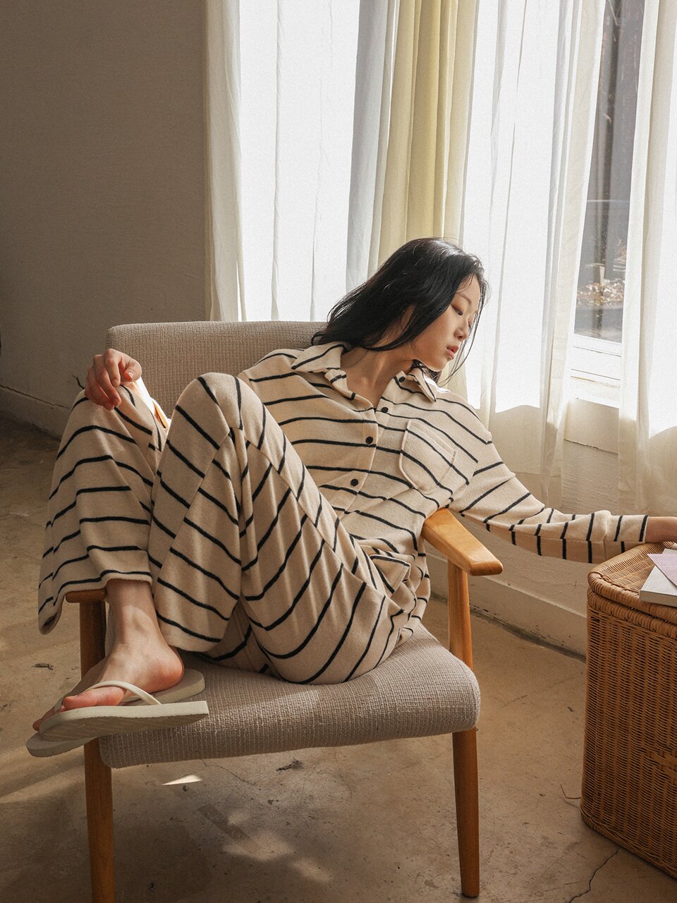 5/14 예약배송_MJ_Striped button pajama two-piece set_IVORY