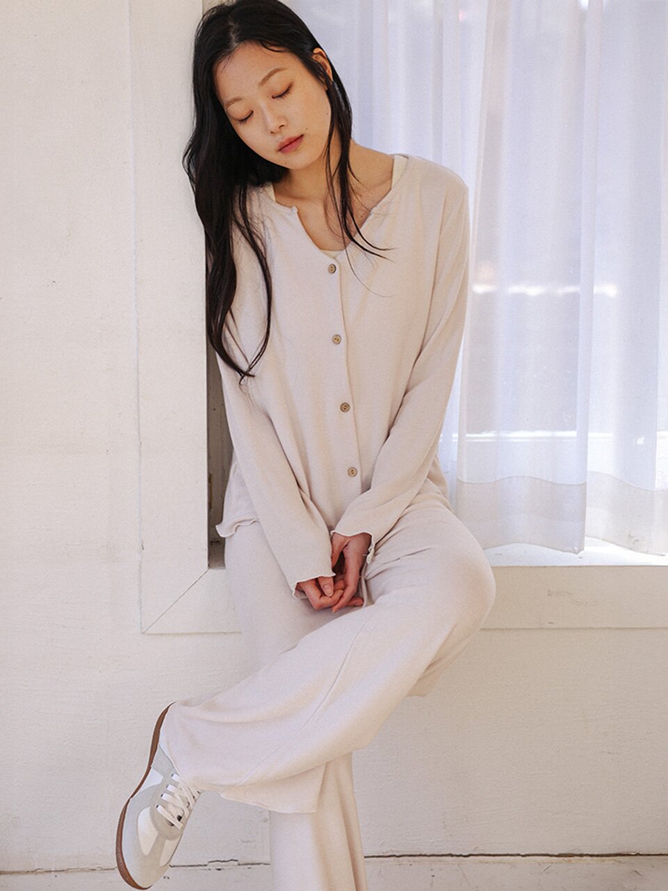 MJ_Minimal button pajama two-piece set_LIGHT PINK