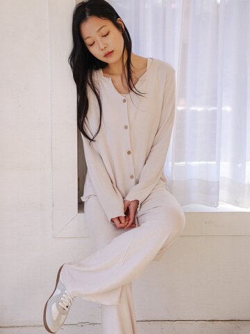 MJ_Minimal button pajama two-piece set_LIGHT PINK