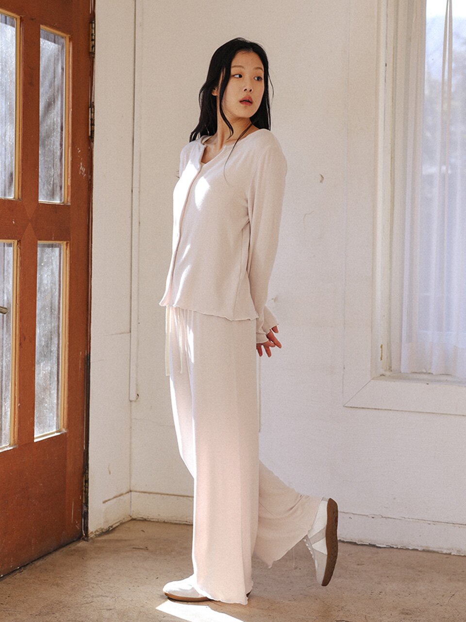 MJ_Minimal button pajama two-piece set_LIGHT PINK