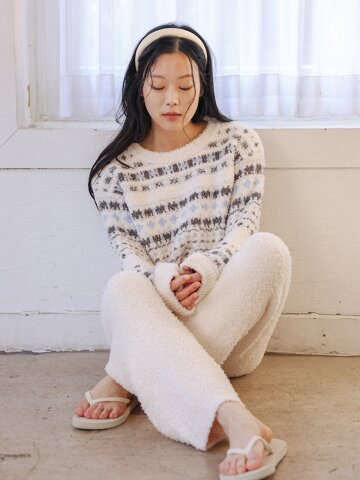 MJ_Nordic fleece pajama two-piece set_IVORY