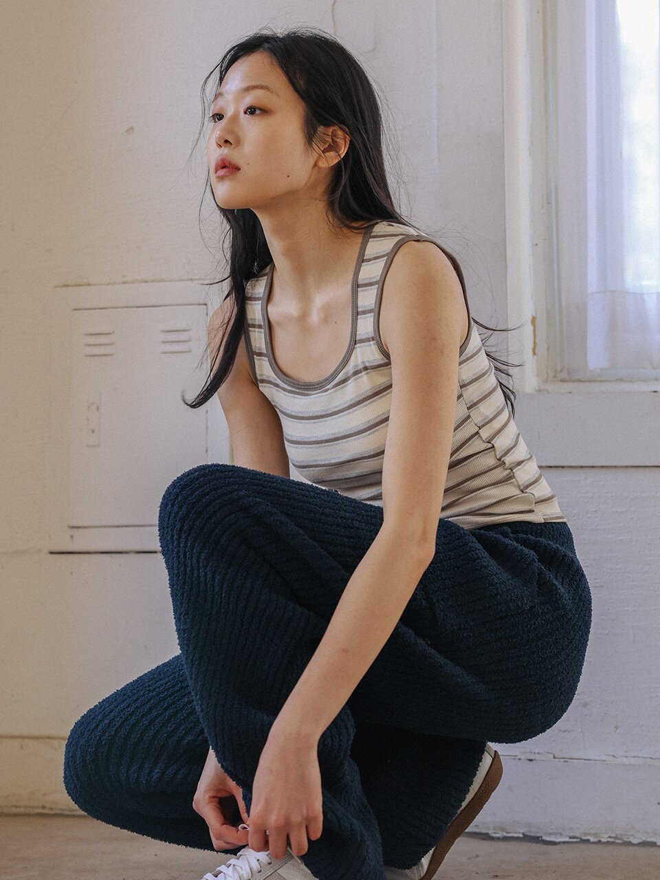 MJ_Classic stripe sleeveless top_IVORY GRAY