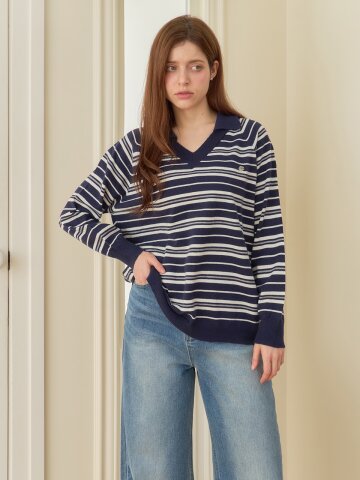 [메종르하르] 팝핑 스트라이프 니트 2color
