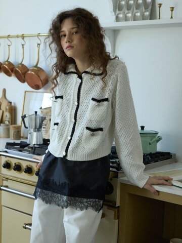 Botton tweed knit Ivory

