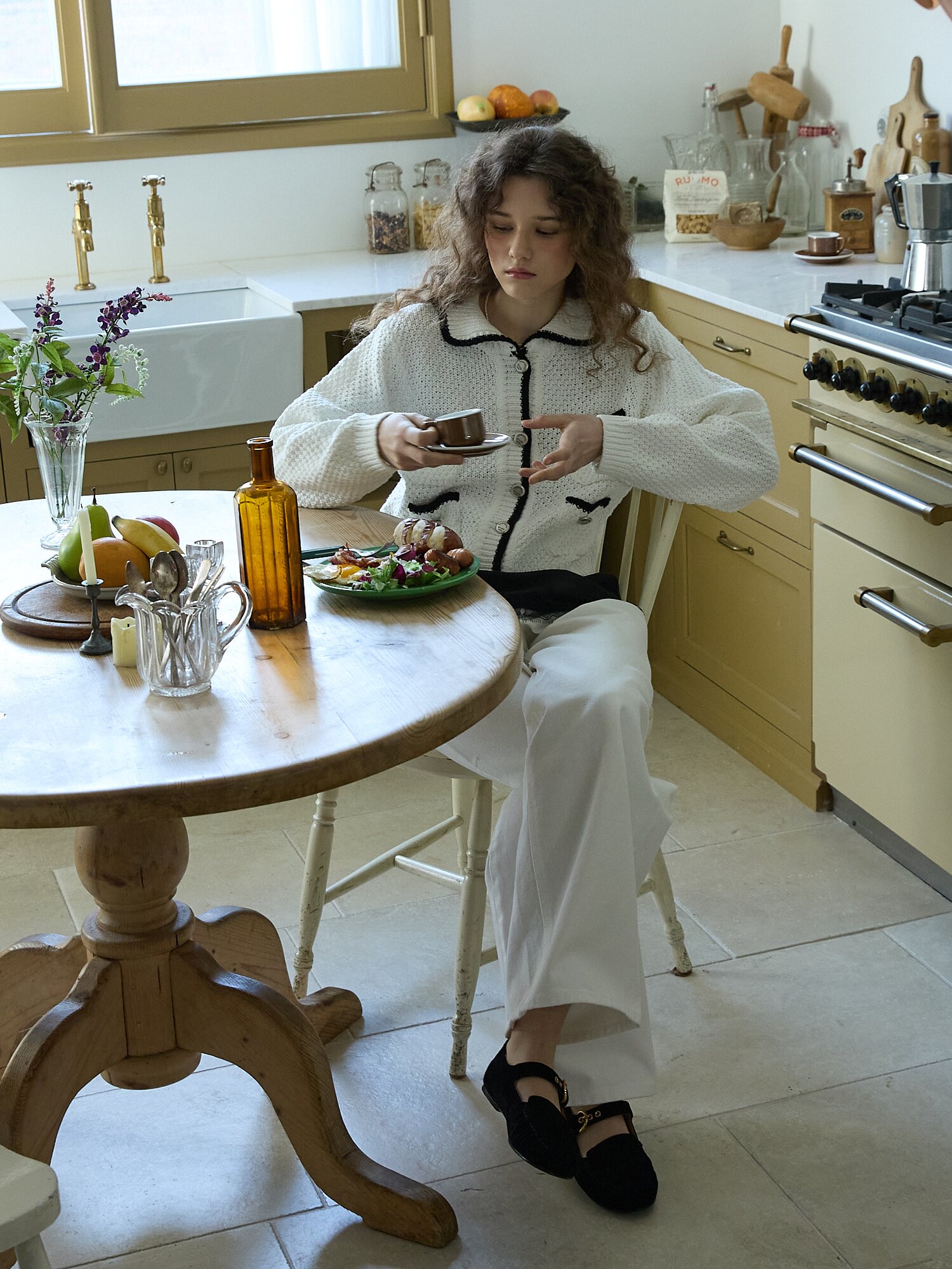 Botton tweed knit Ivory