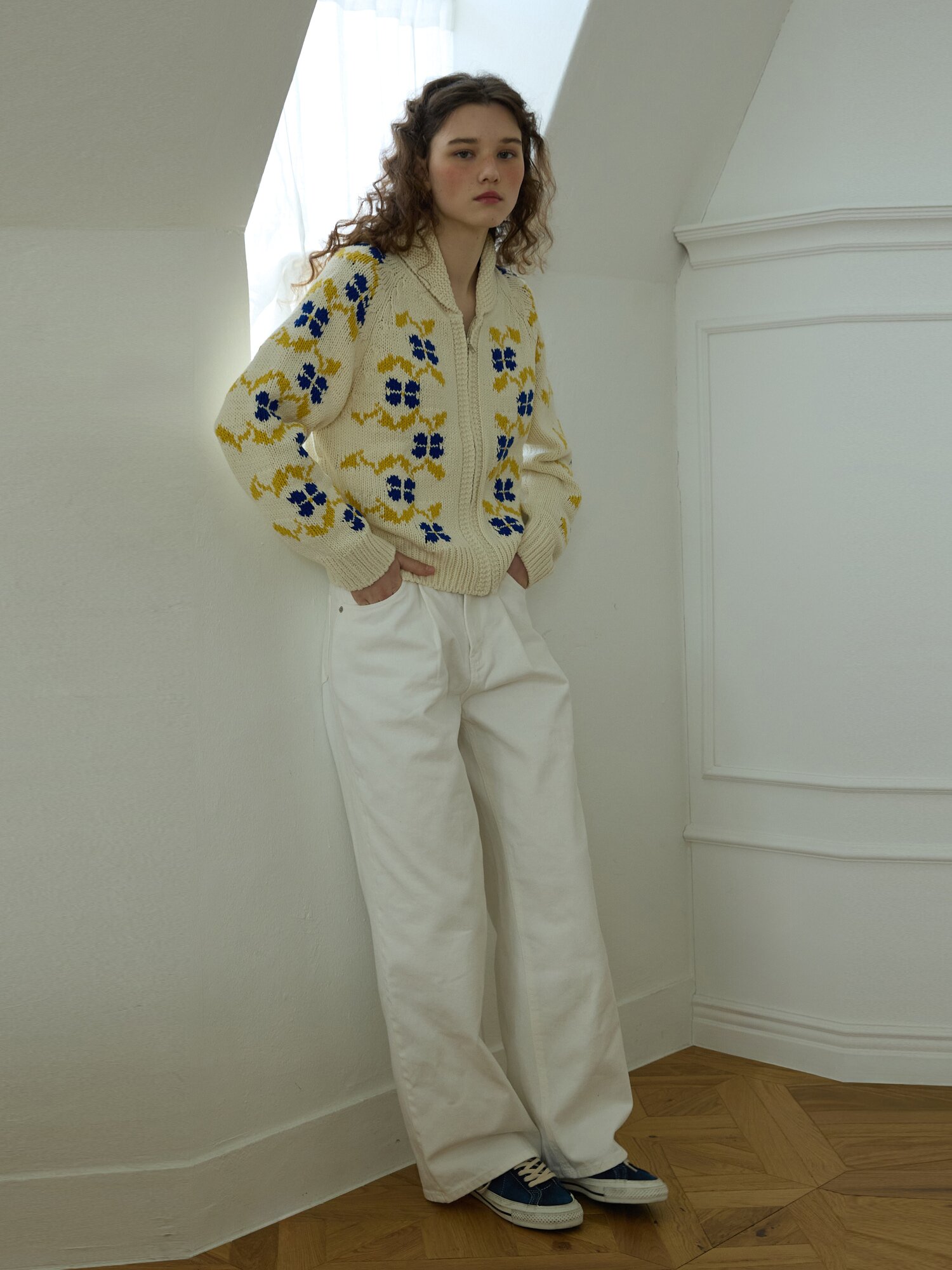Two-tuck wide pants Ivory