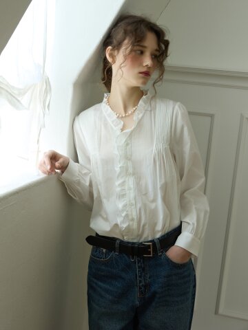 Merry poem pintuck blouse Ivory