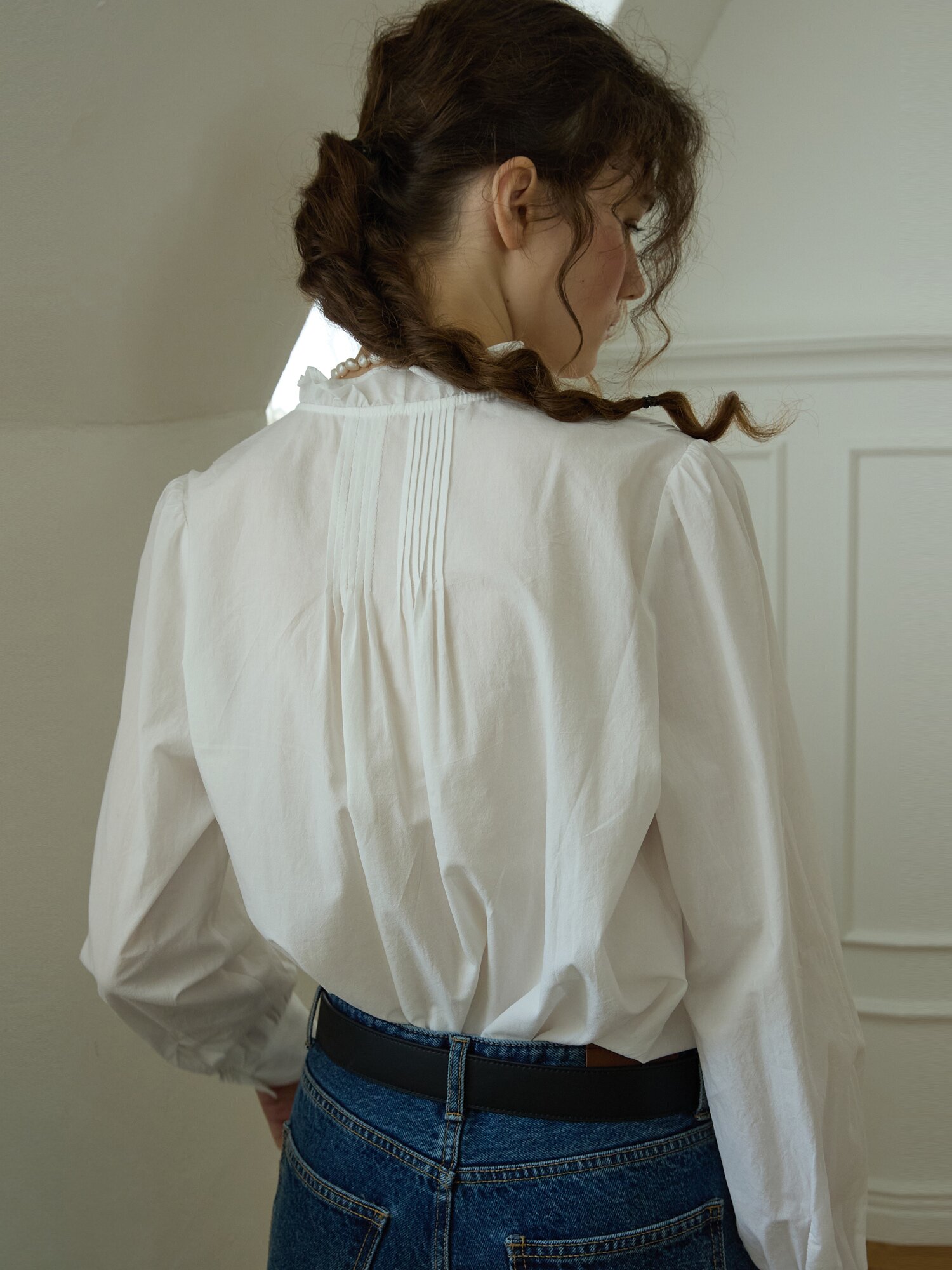 Merry poem pintuck blouse Ivory