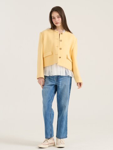 그라베 트위드 자켓 - 옐로우