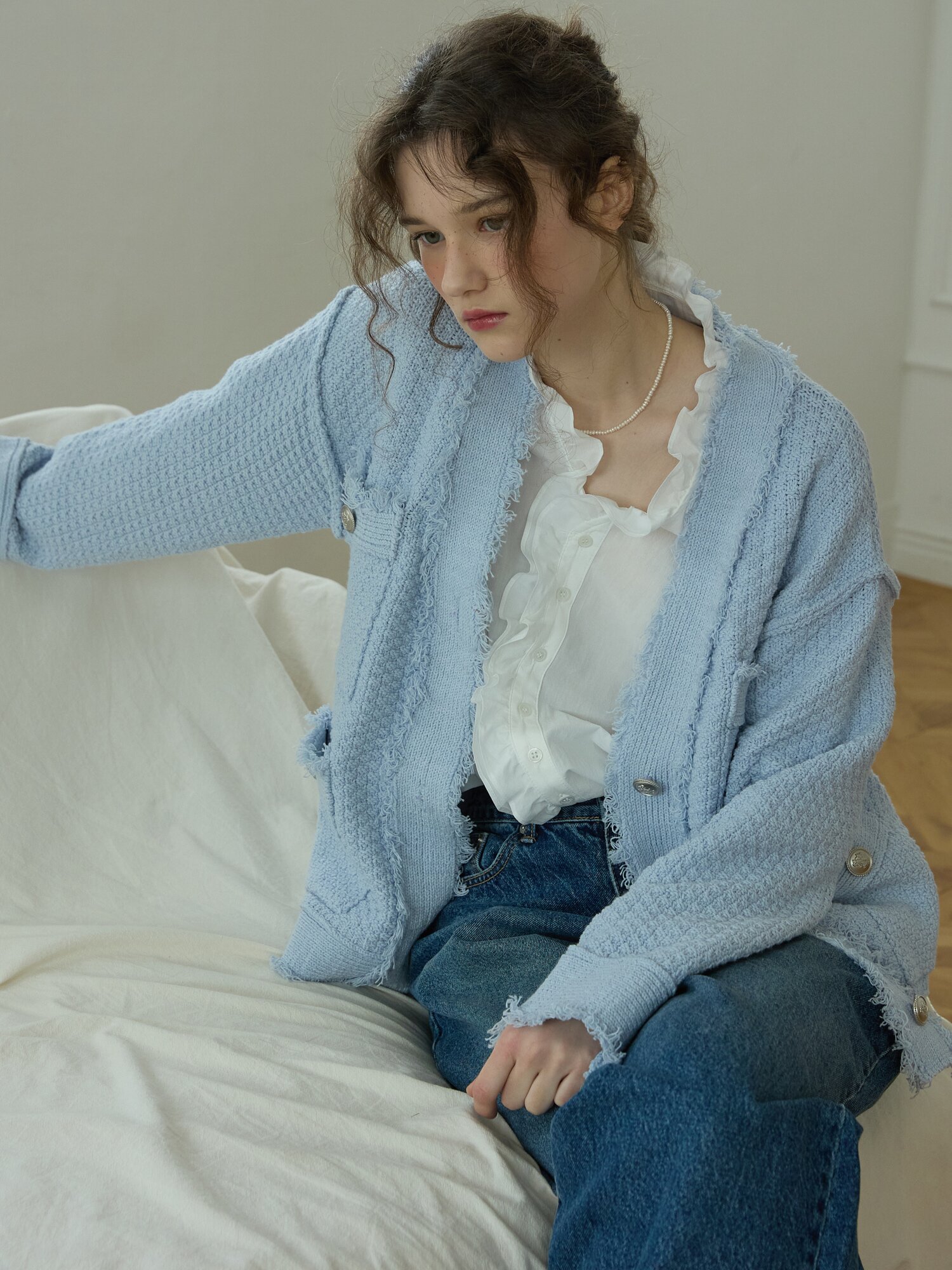 Classic blanc tweed Blue