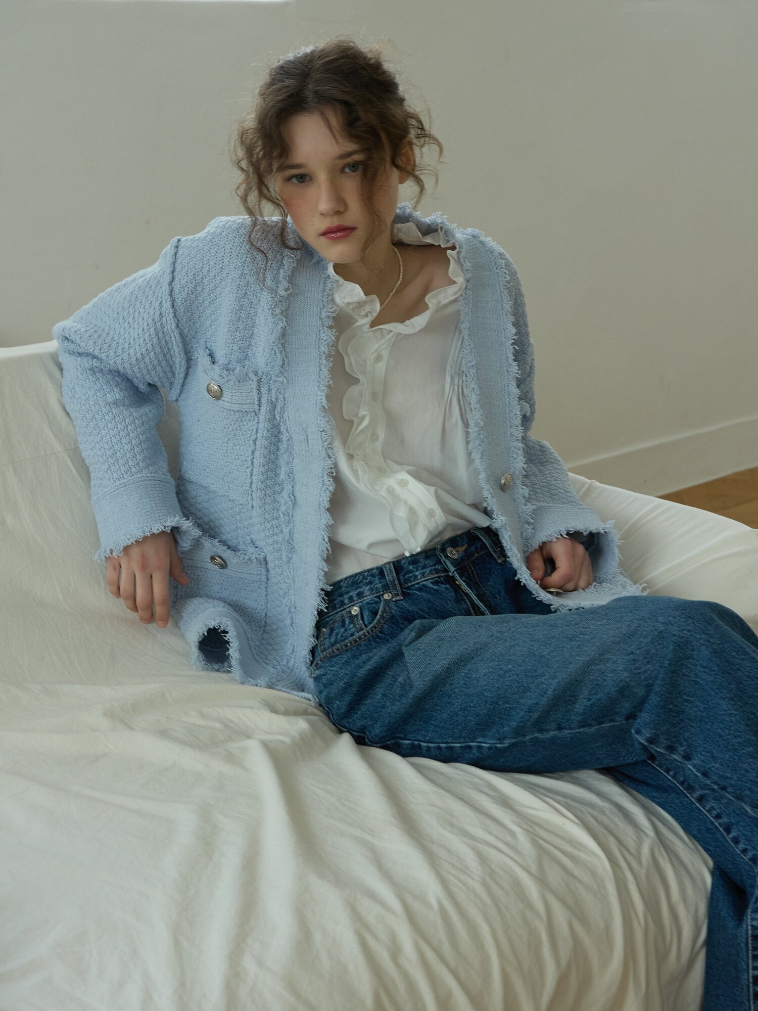 Classic blanc tweed Blue