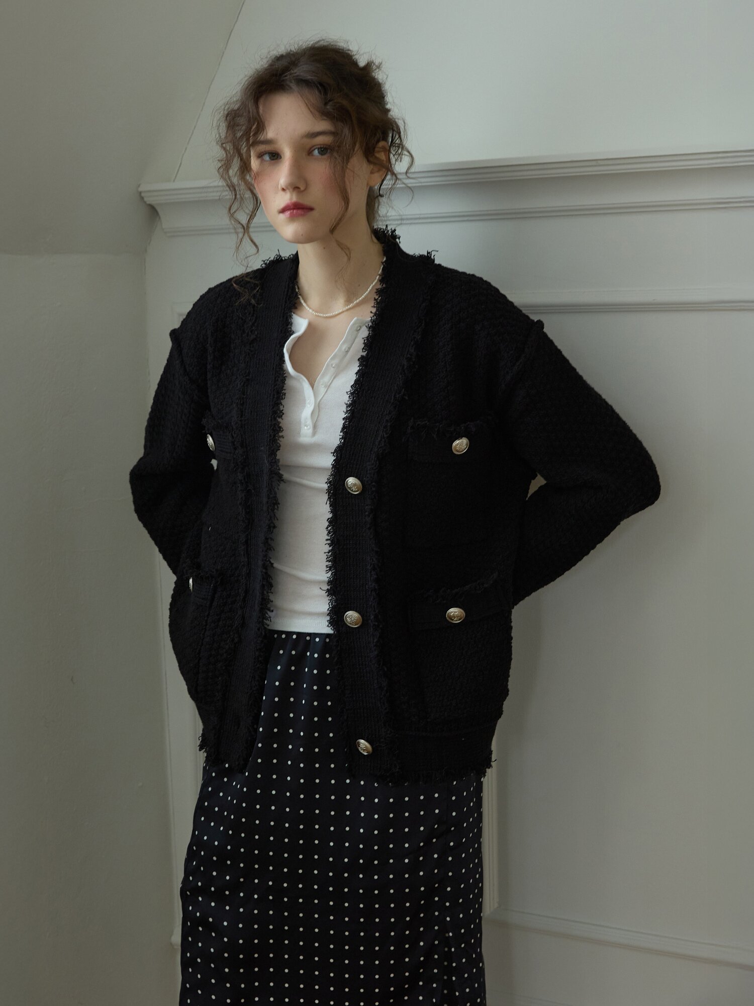 Classic blanc tweed Black