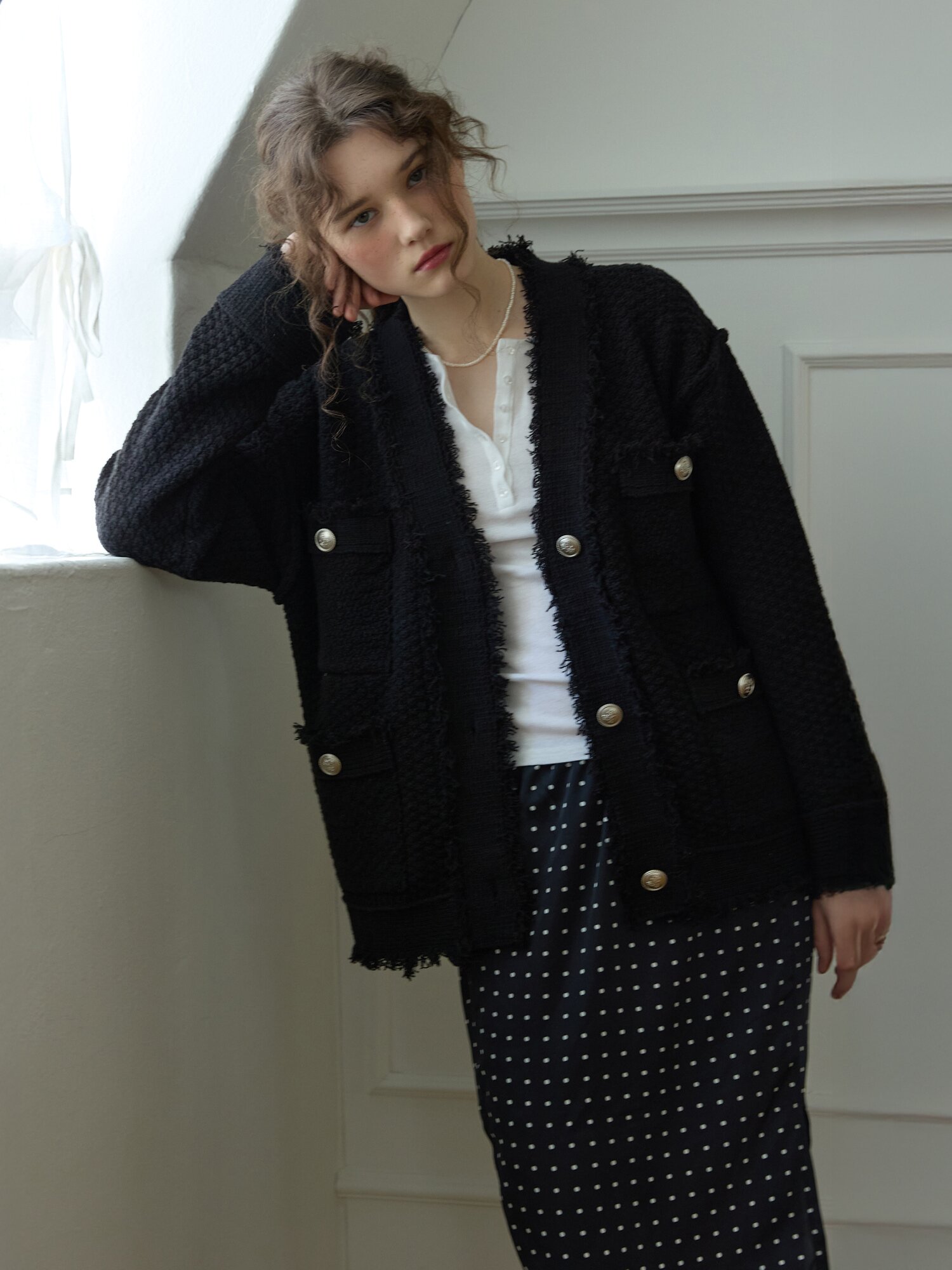 Classic blanc tweed Black