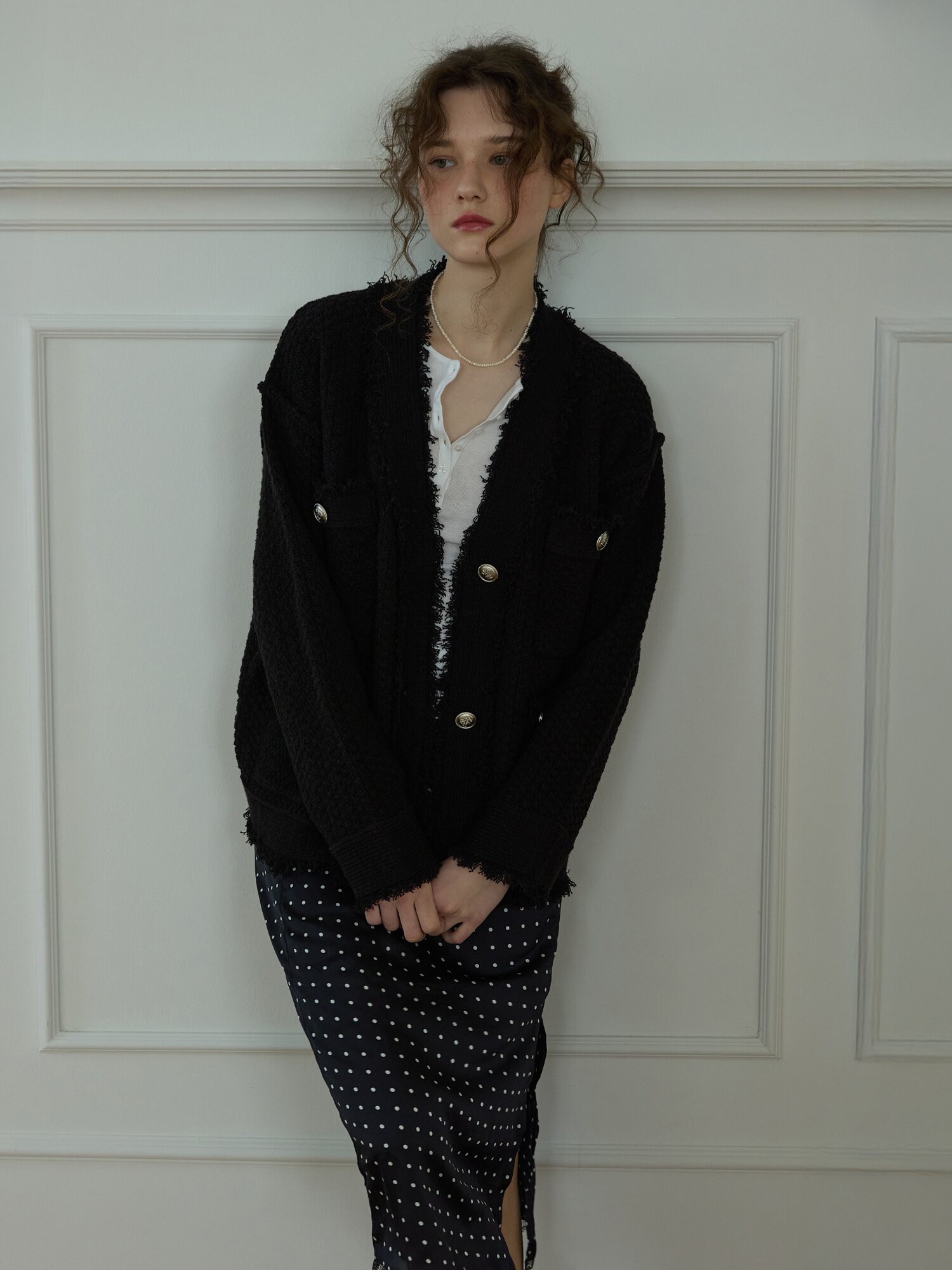 Classic blanc tweed Black