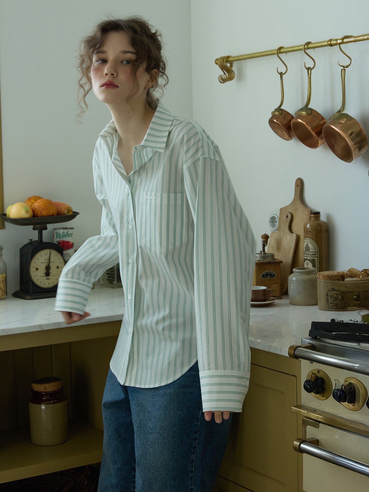 Boy fit stripe shirts Green