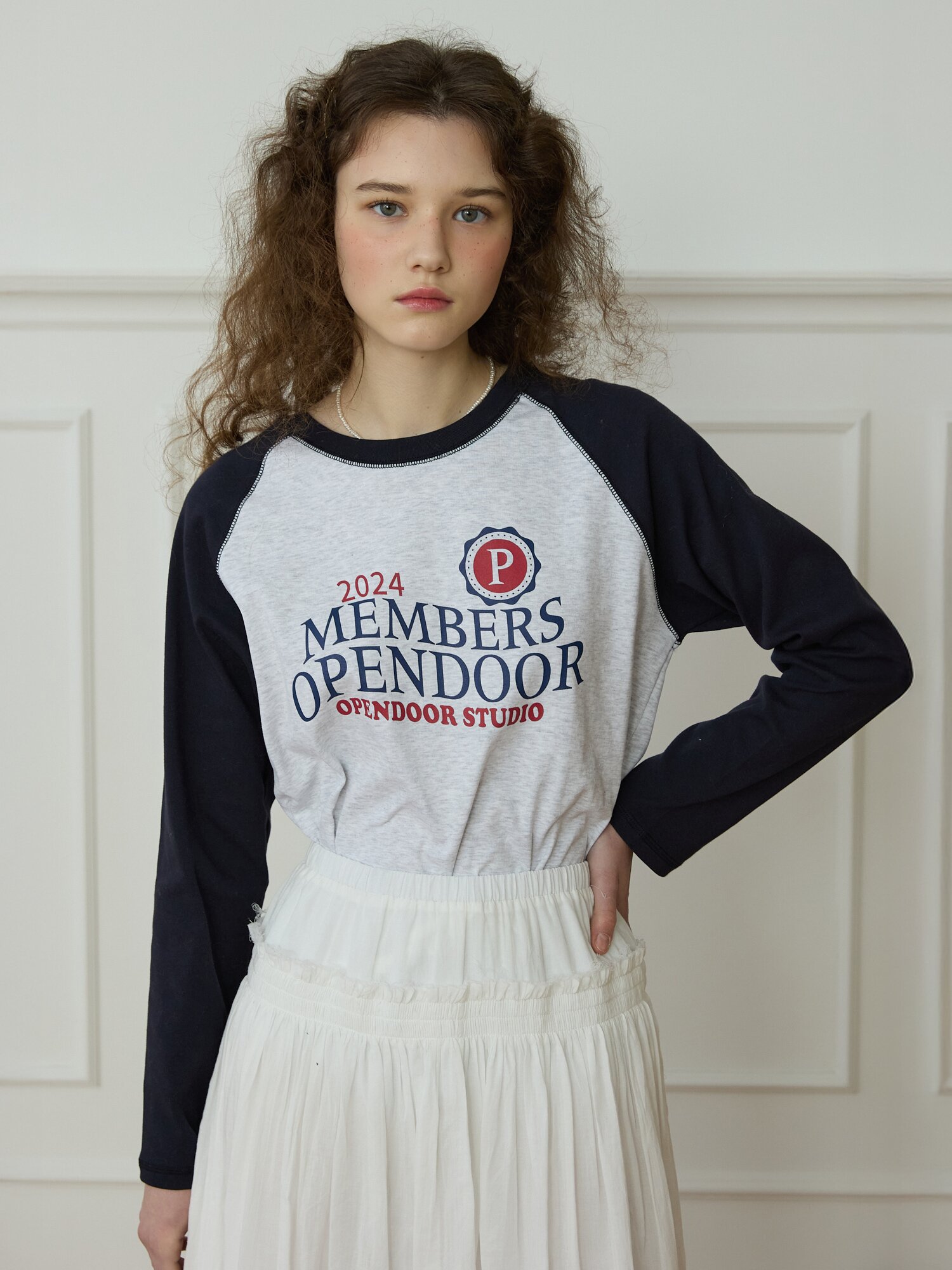 Lettering raglan tee Navy