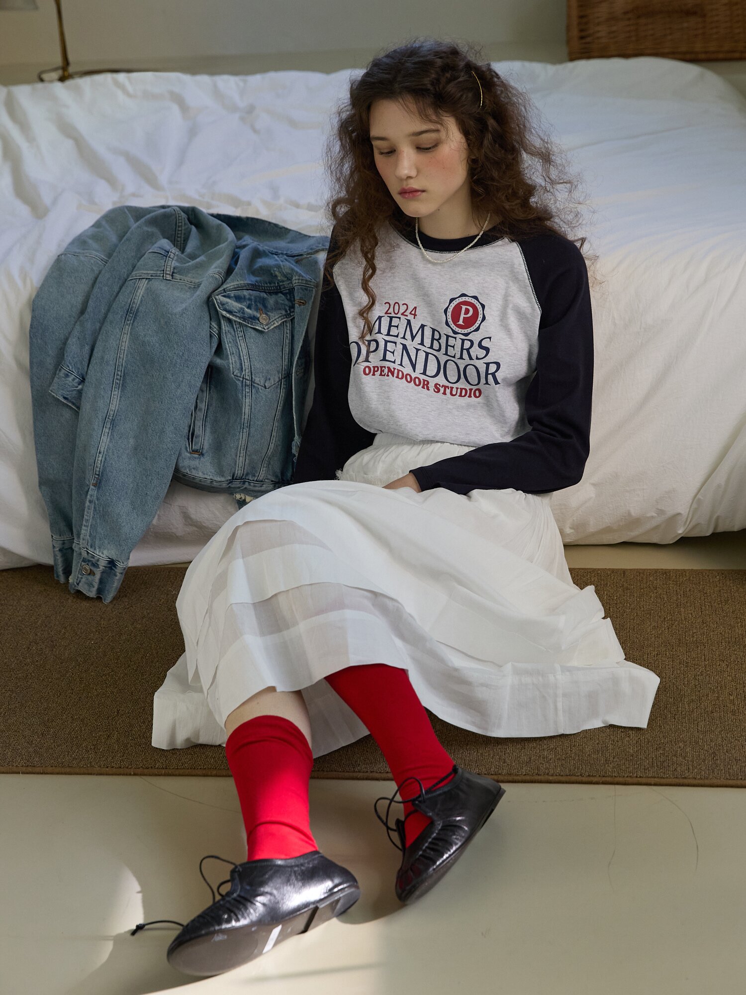 Lettering raglan tee Navy