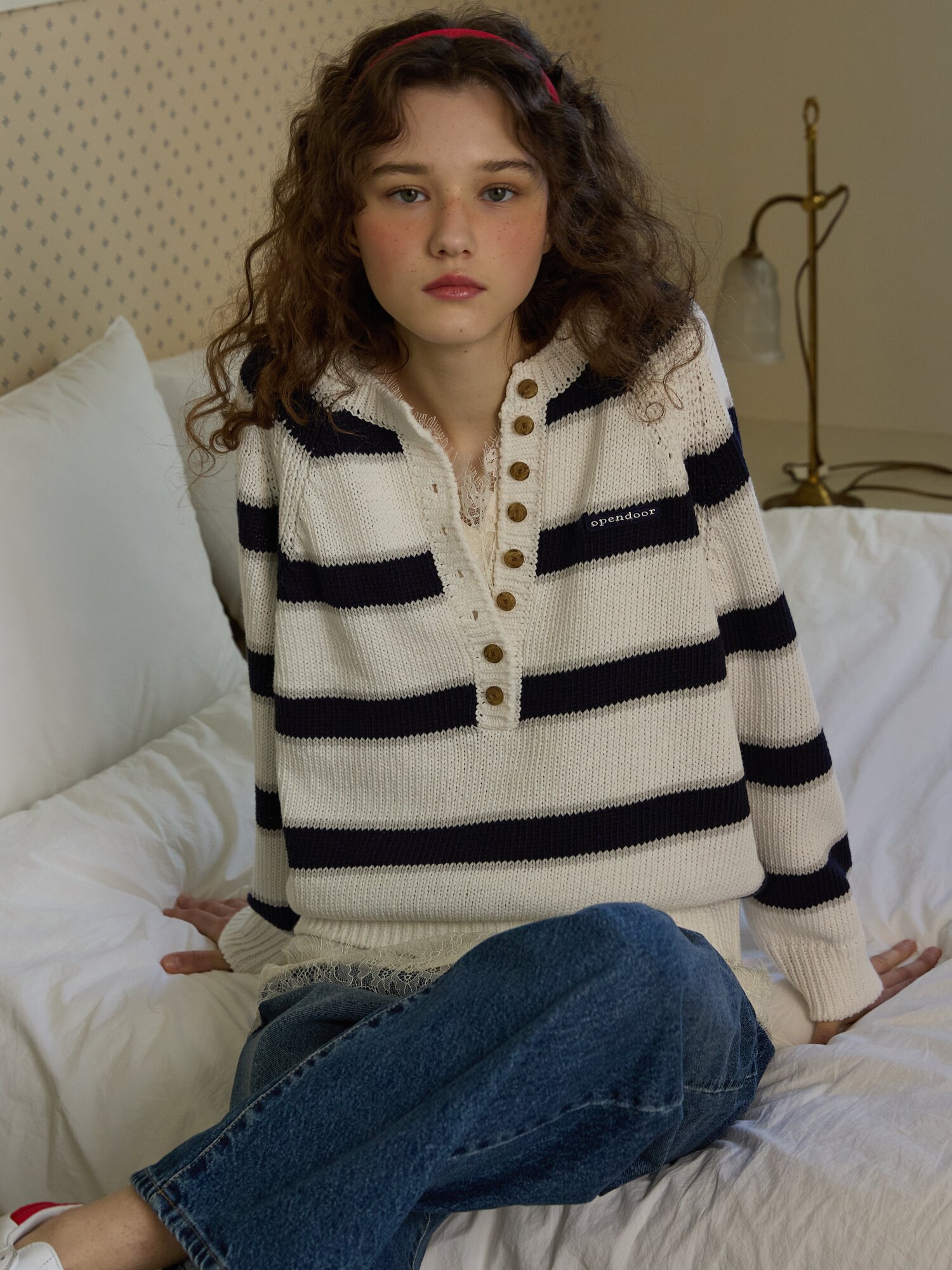 Latte stripe knit Navy