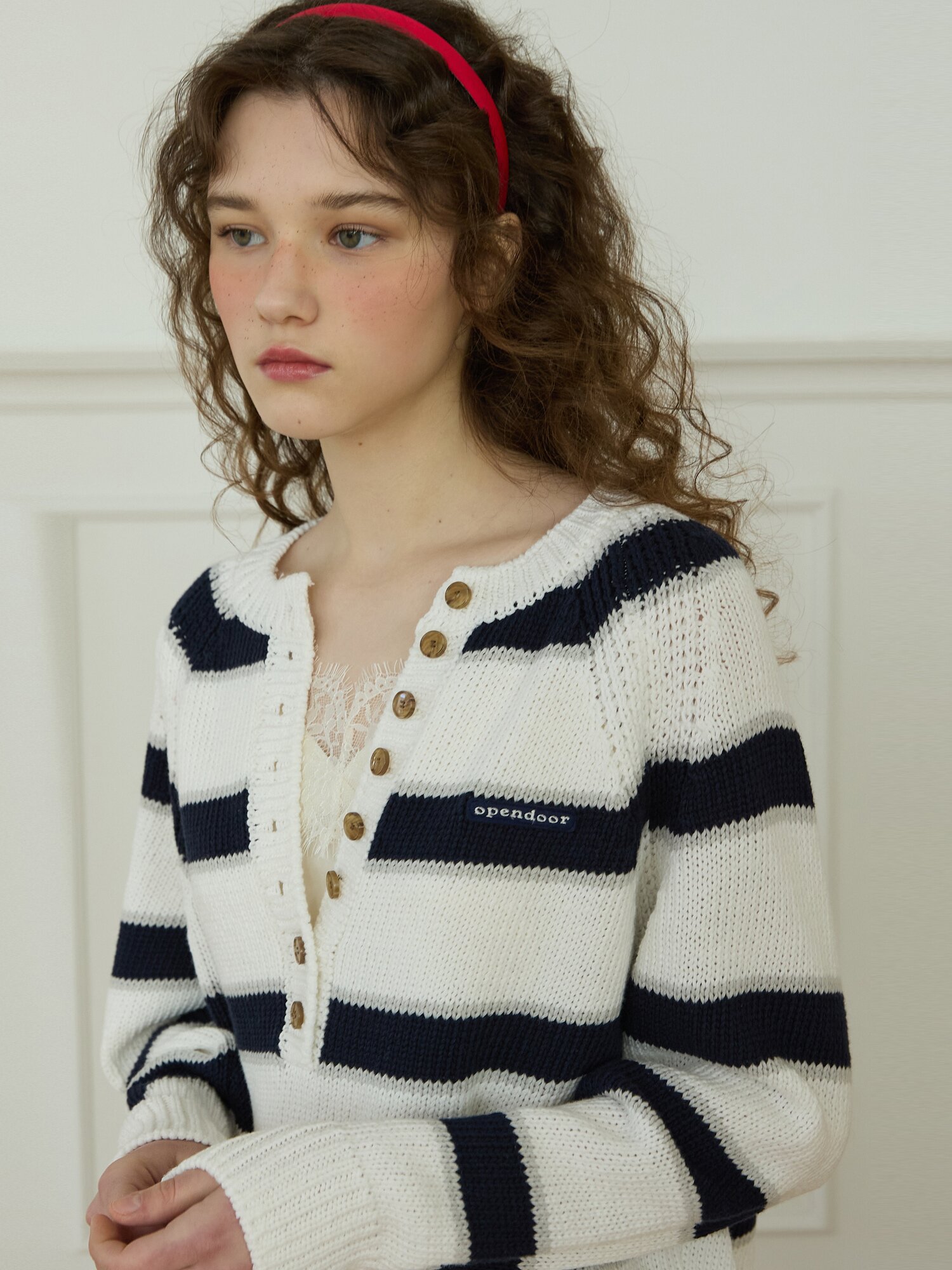 Latte stripe knit Navy