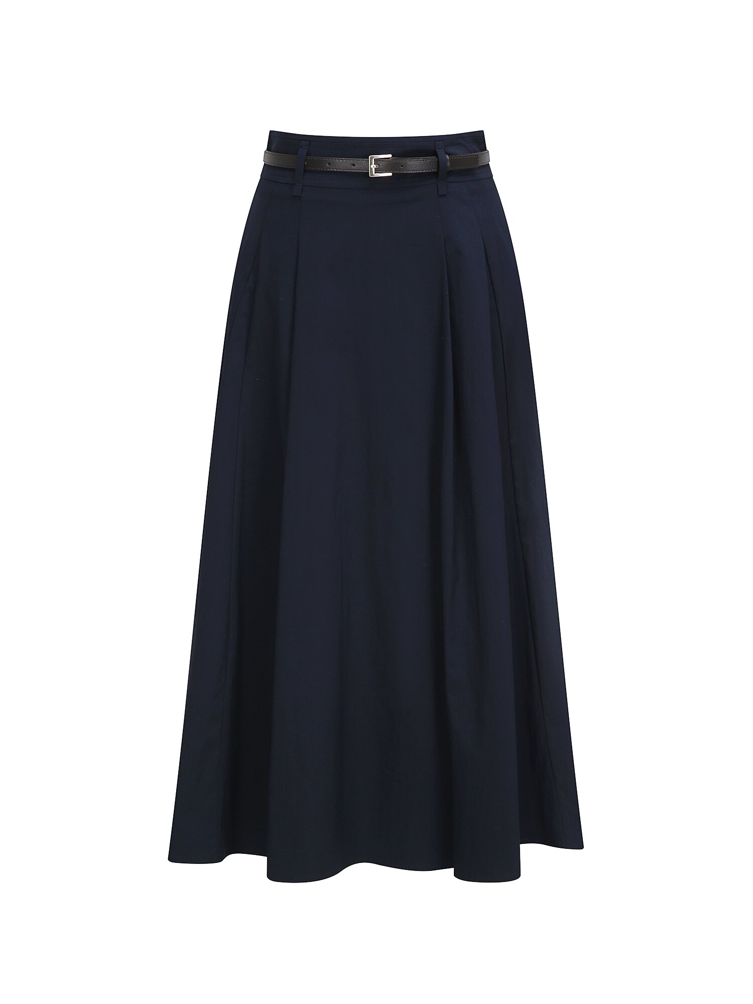 벨티드 원턱 플레어 스커트 (NAVY)