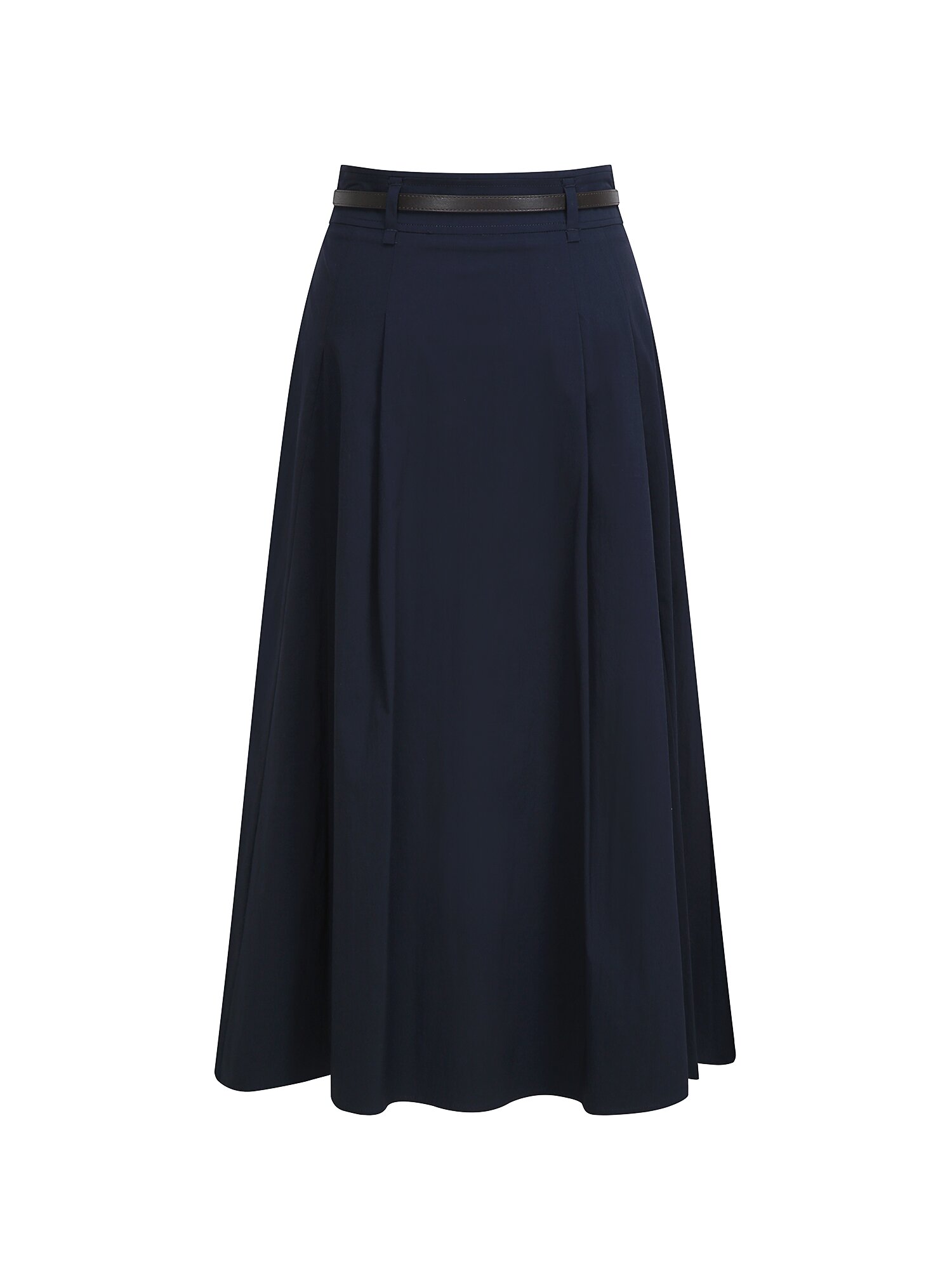 벨티드 원턱 플레어 스커트 (NAVY)