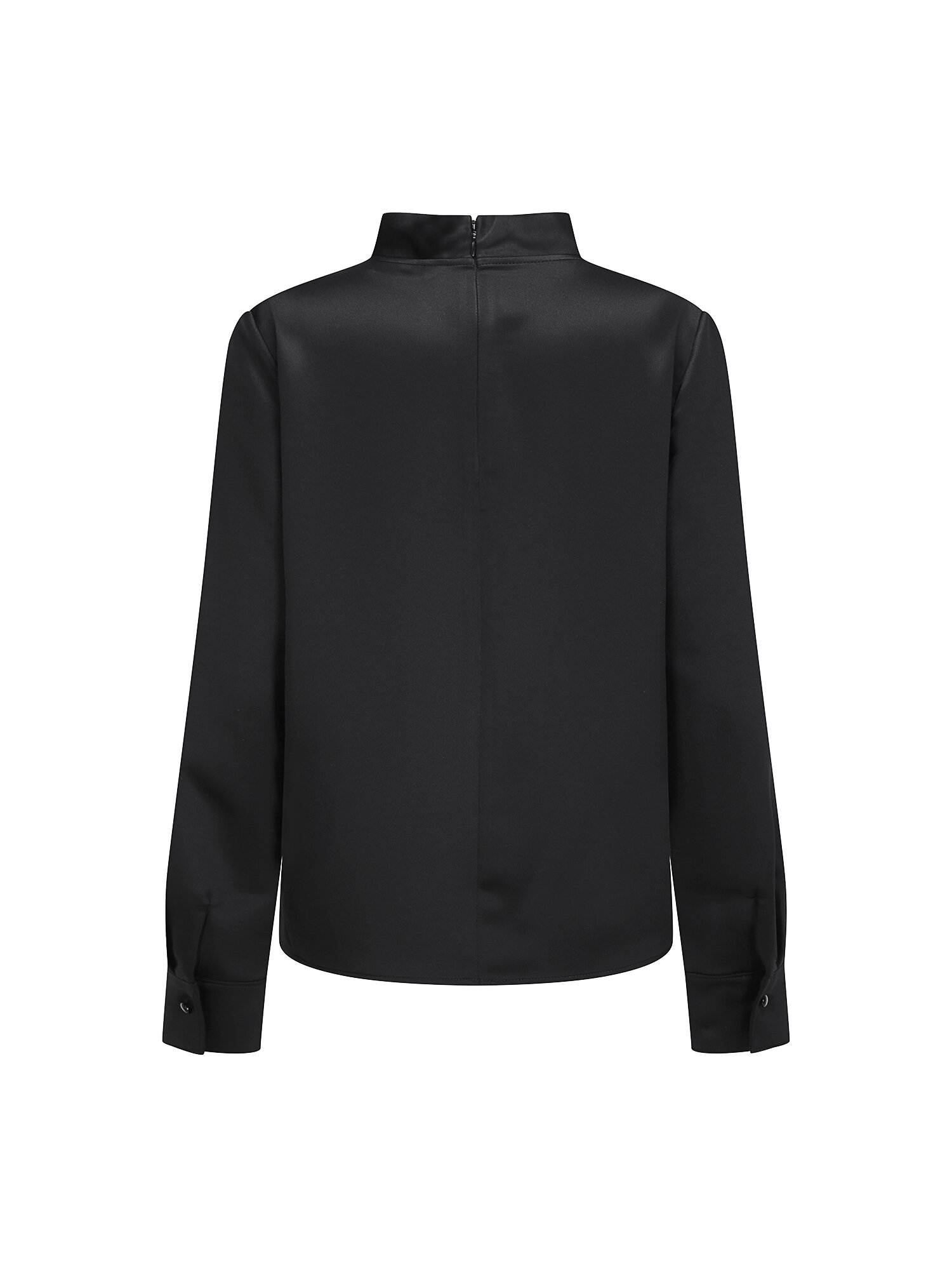 새틴 머플러 카울넥 블라우스 (BLACK)