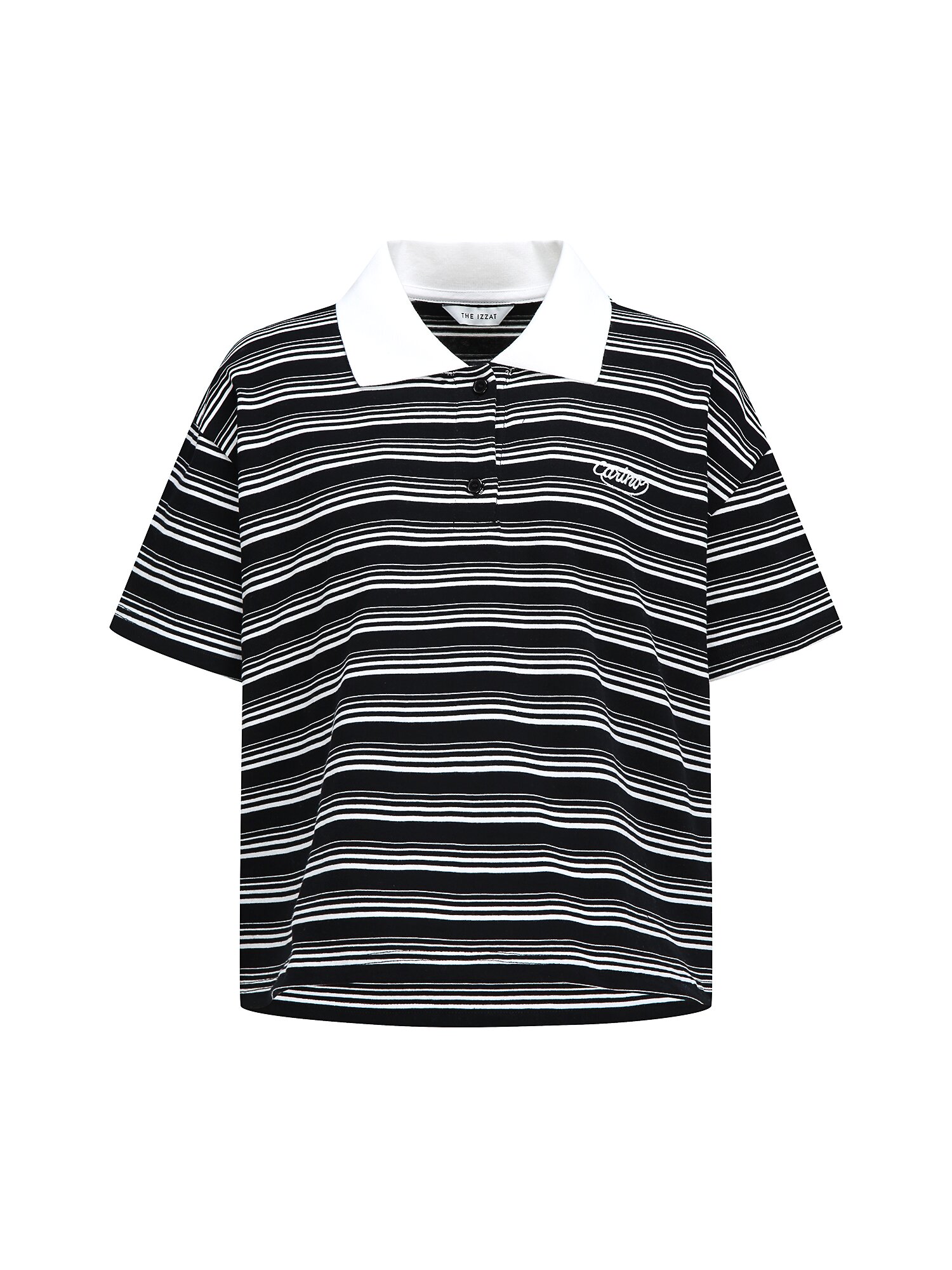 스트라이프 배색 칼라 티셔츠 (STRIPE BLACK)
