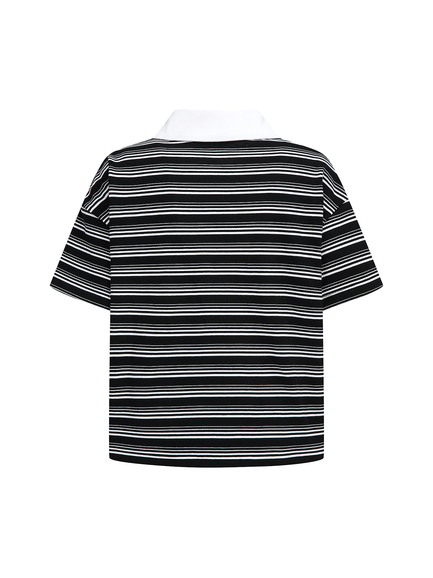 스트라이프 배색 칼라 티셔츠 (STRIPE BLACK)
