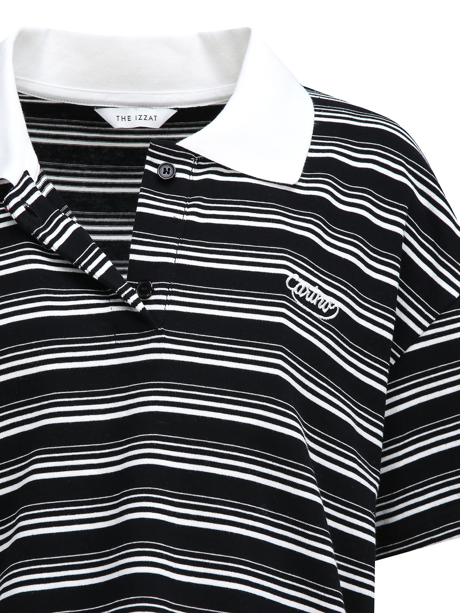 스트라이프 배색 칼라 티셔츠 (STRIPE BLACK)