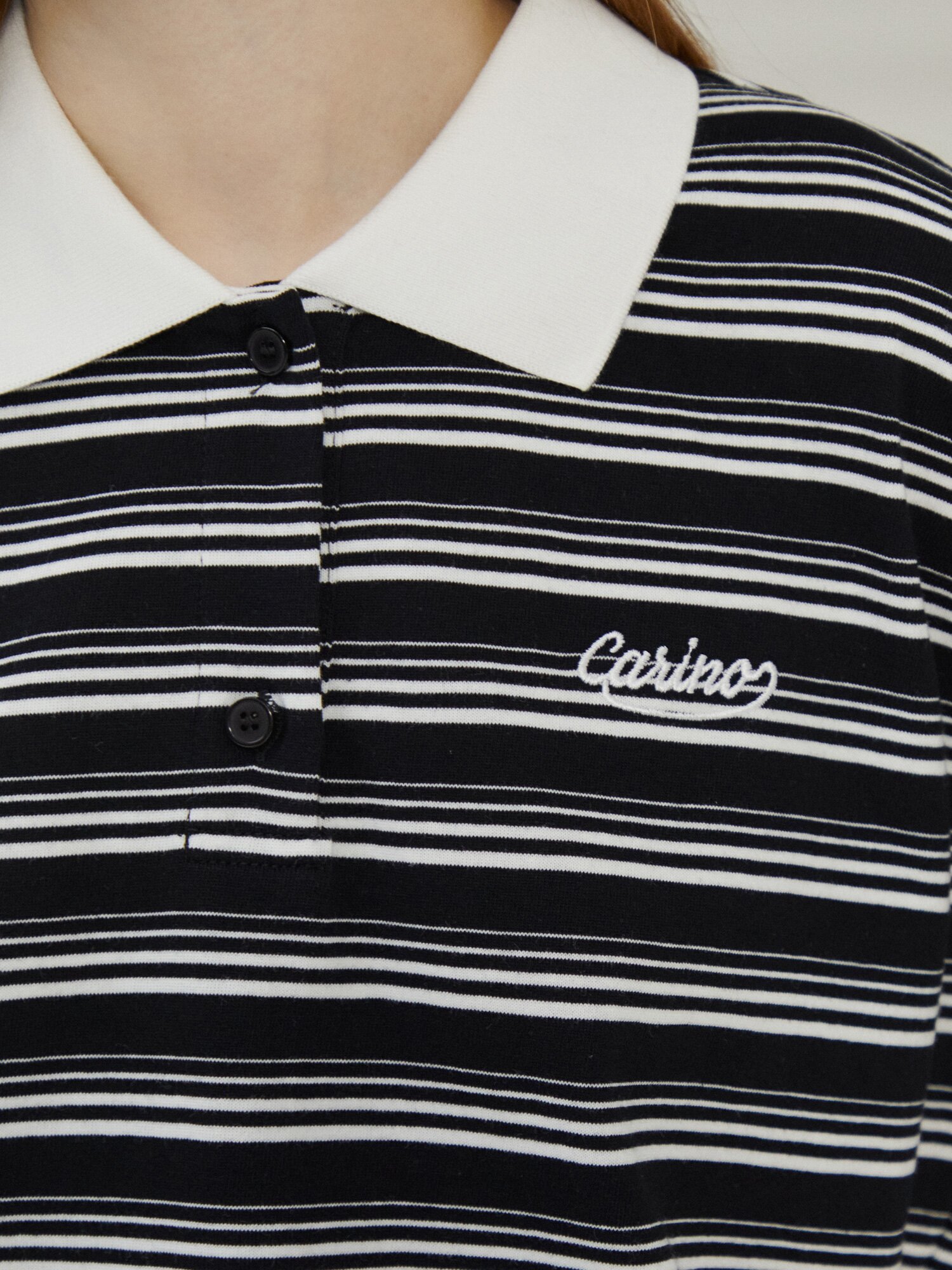 스트라이프 배색 칼라 티셔츠 (STRIPE BLACK)
