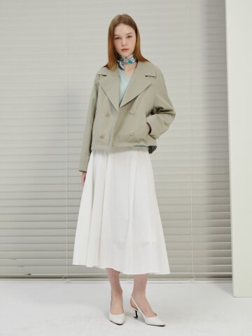 벨티드 원턱 플레어 스커트 