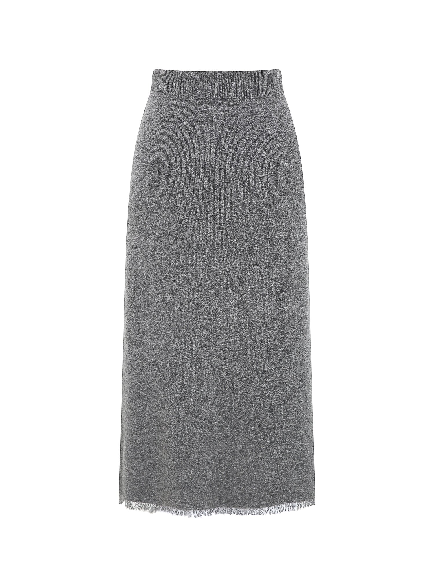 울 프린지 밴딩 니트 스커트 (GREY)