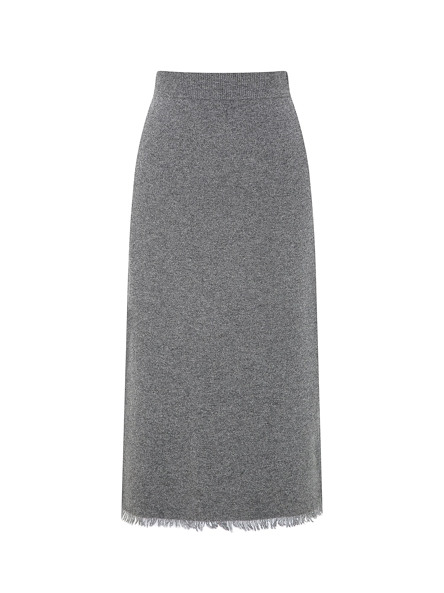 울 프린지 밴딩 니트 스커트 (GREY)