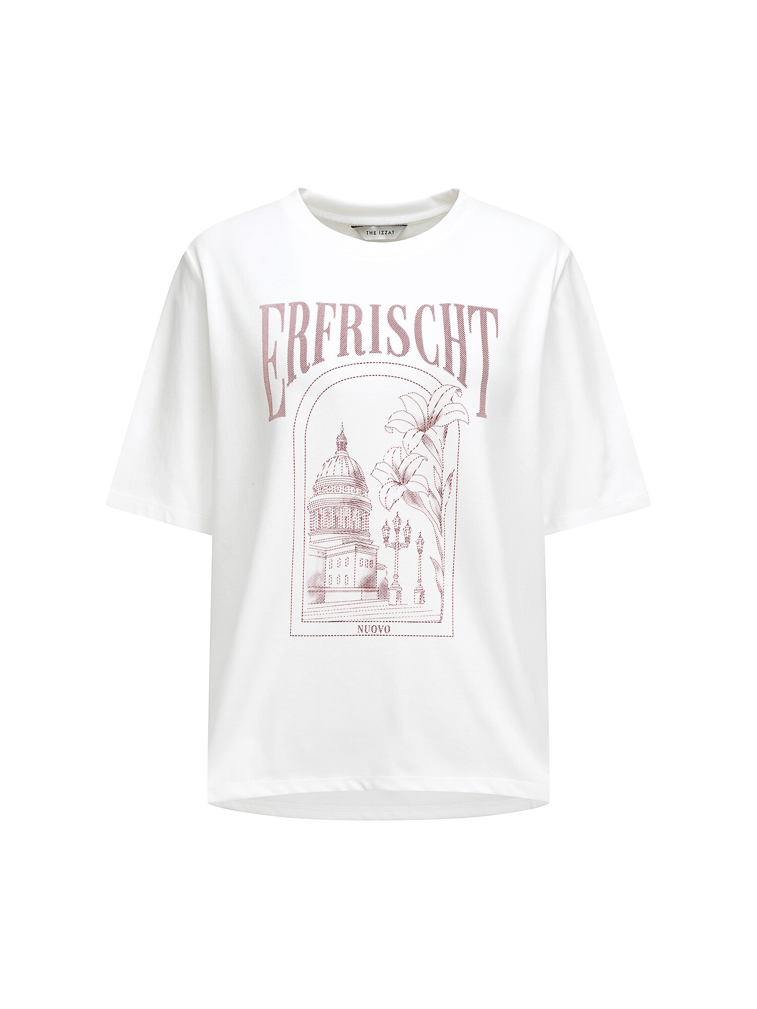 코튼 프린트 하프 슬리브 티셔츠 (WHITE)