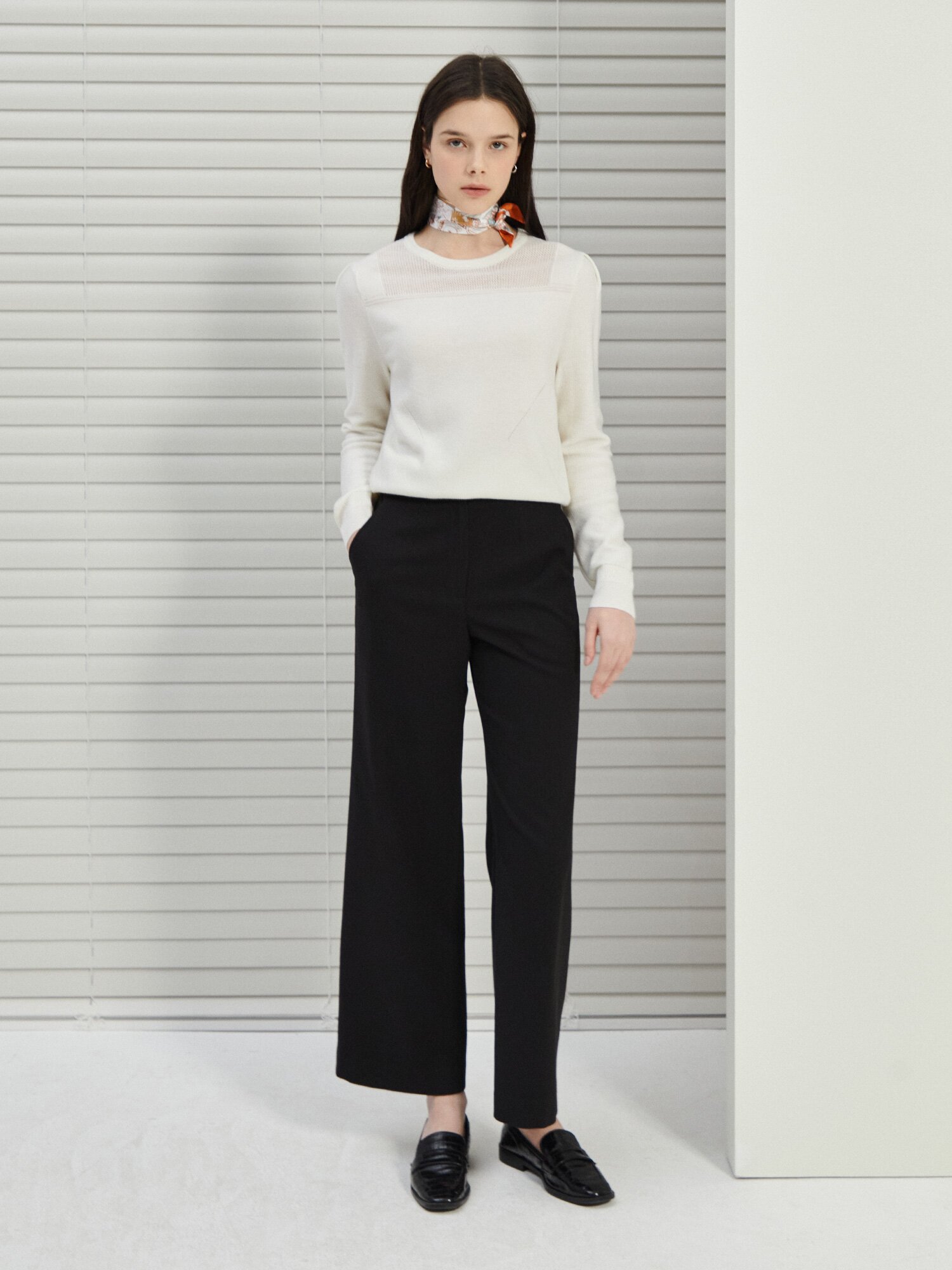 백 밴딩 와이드 일자핏 팬츠 (BLACK)